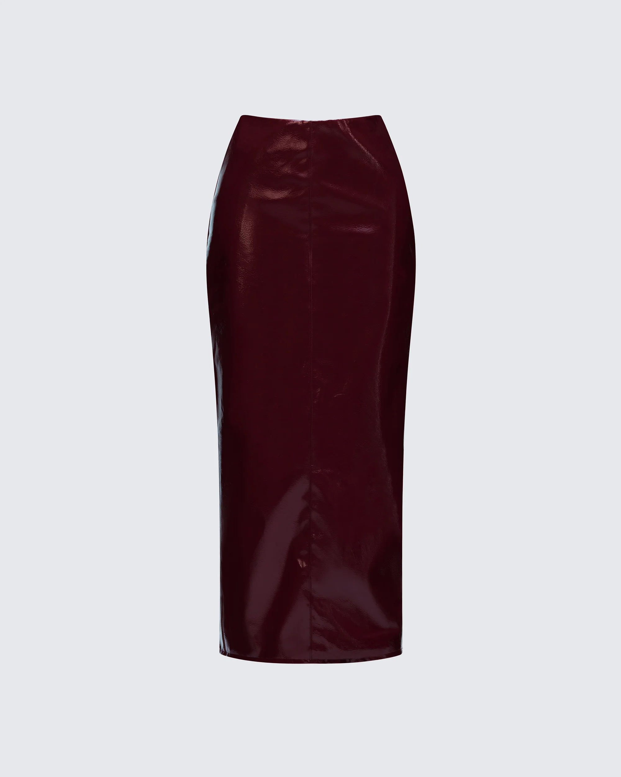Matilde Plum Vegan Leather Pencil Midi Skirt