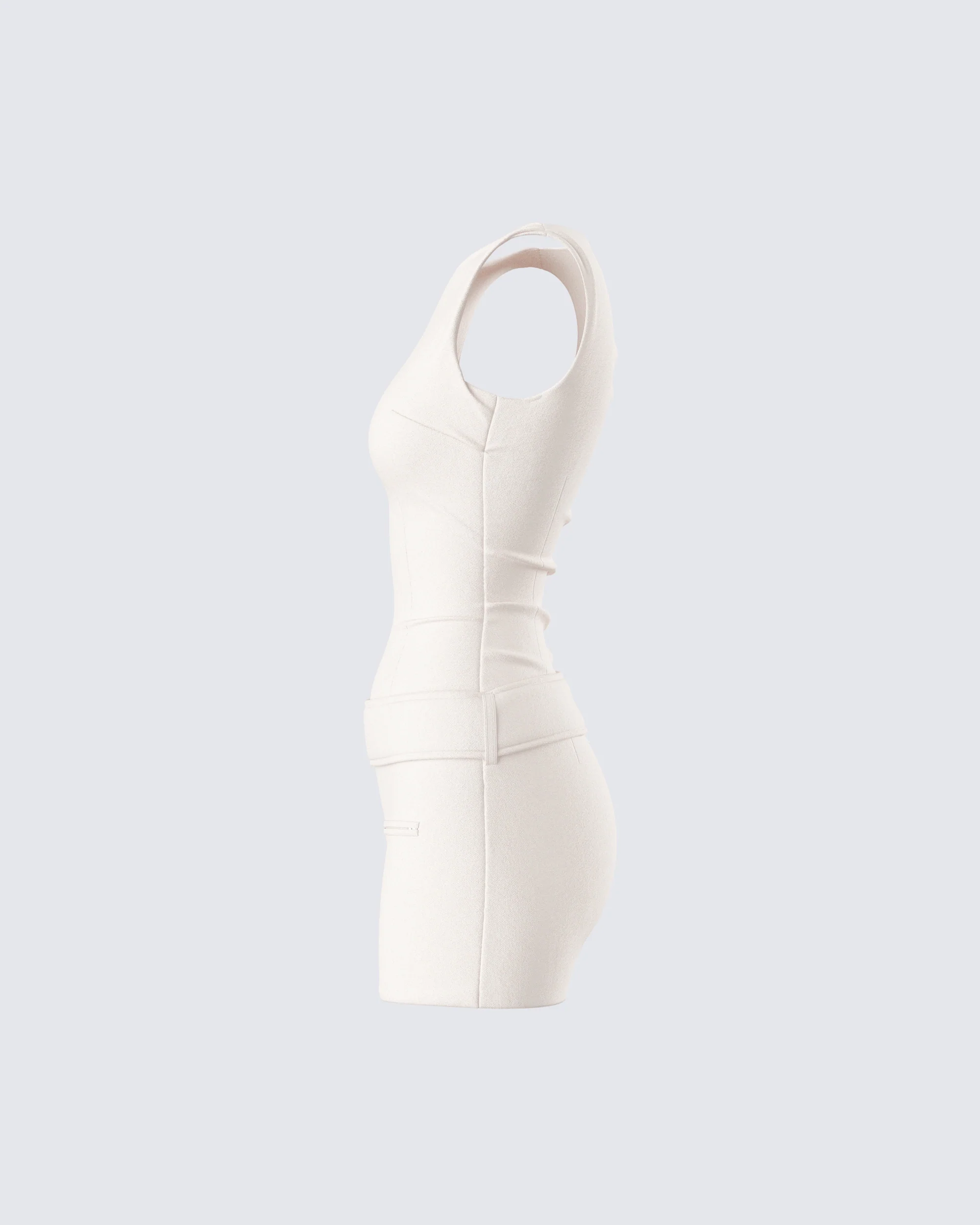 Matiyah Ivory Belted Micro Mini Dress - Image 2