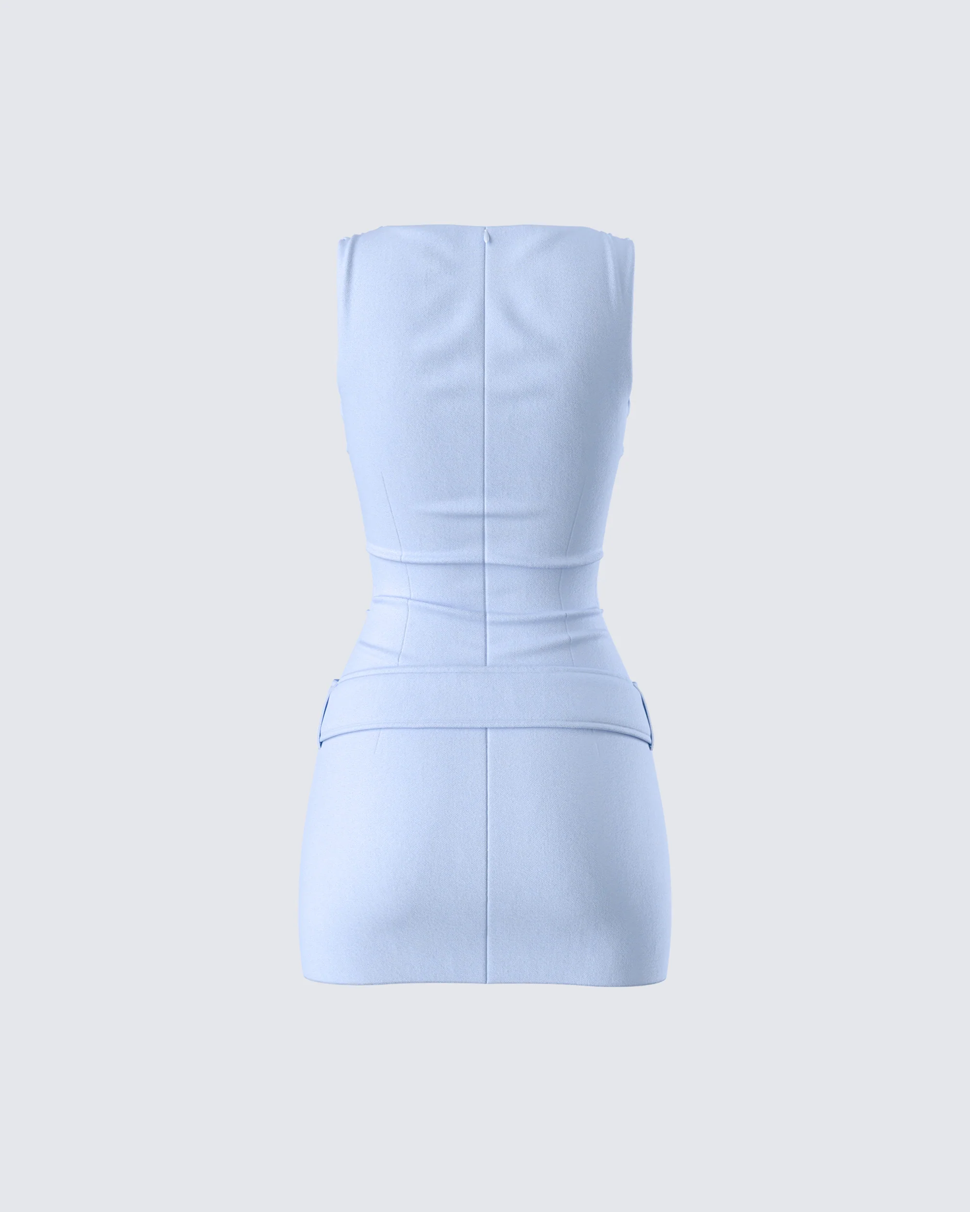 Matiyah Light Blue Belted Micro Mini Dress - Image 3