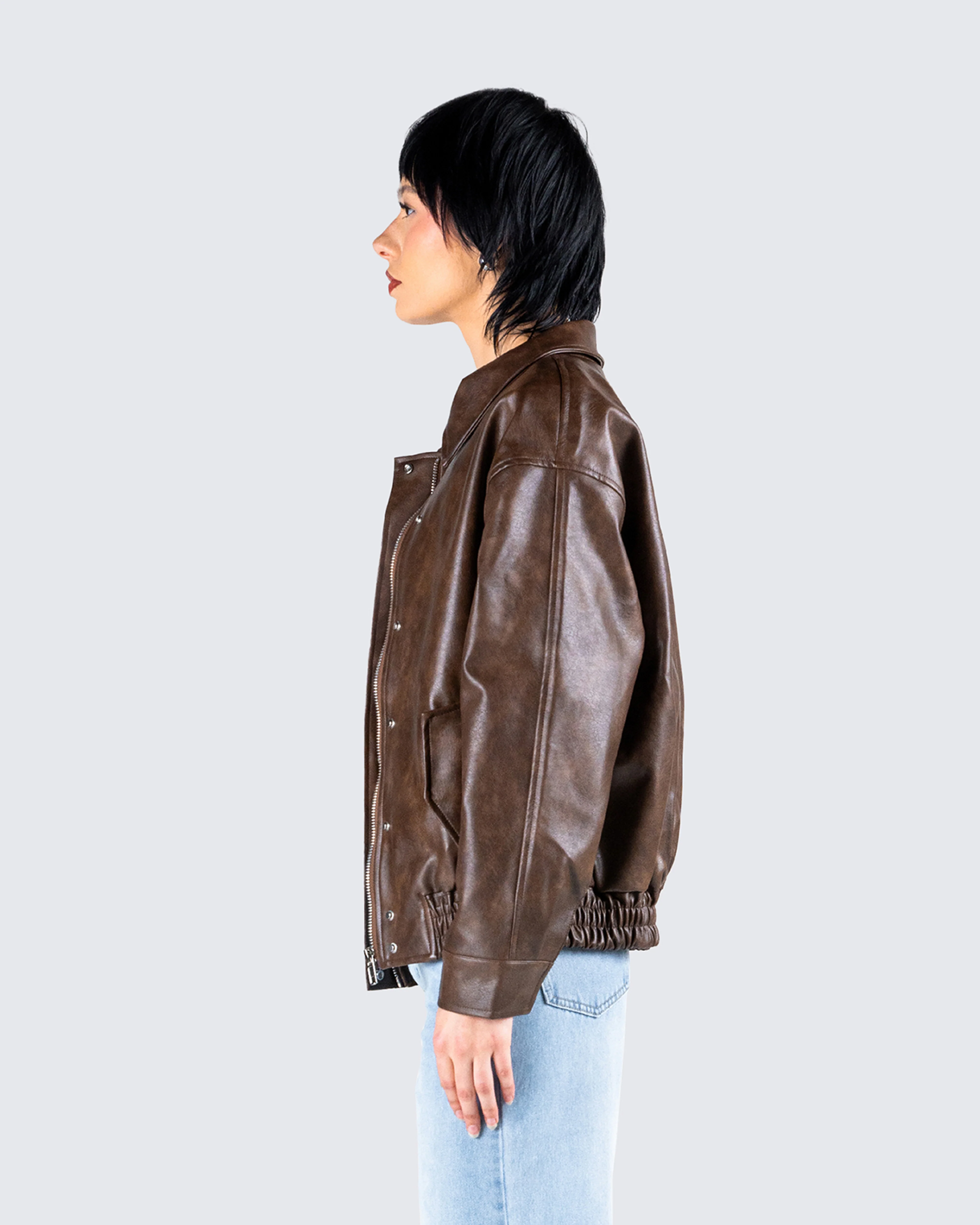 Maven Brown Vegan Leather Jacket - Image 6