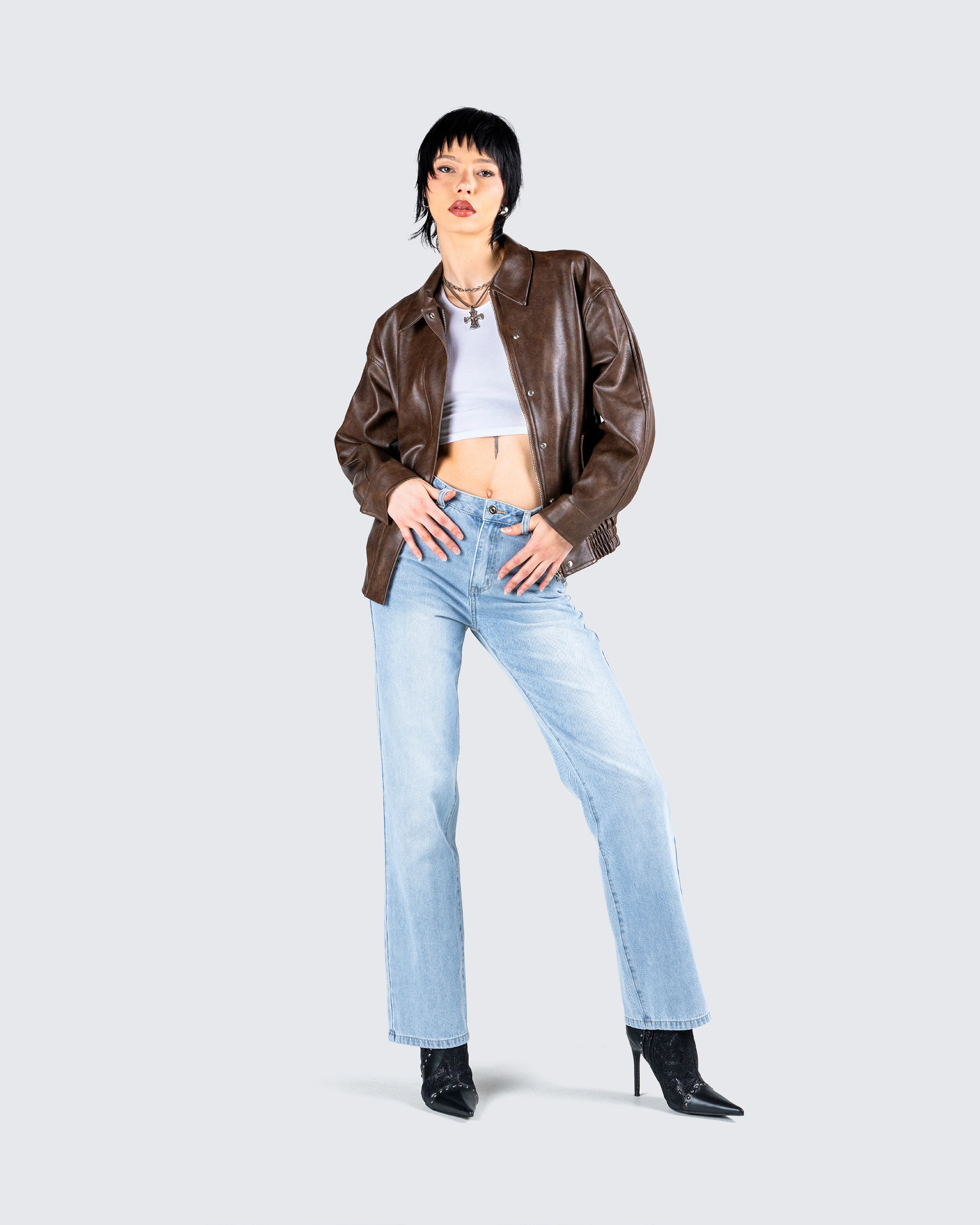 Maven Brown Vegan Leather Jacket - Image 9