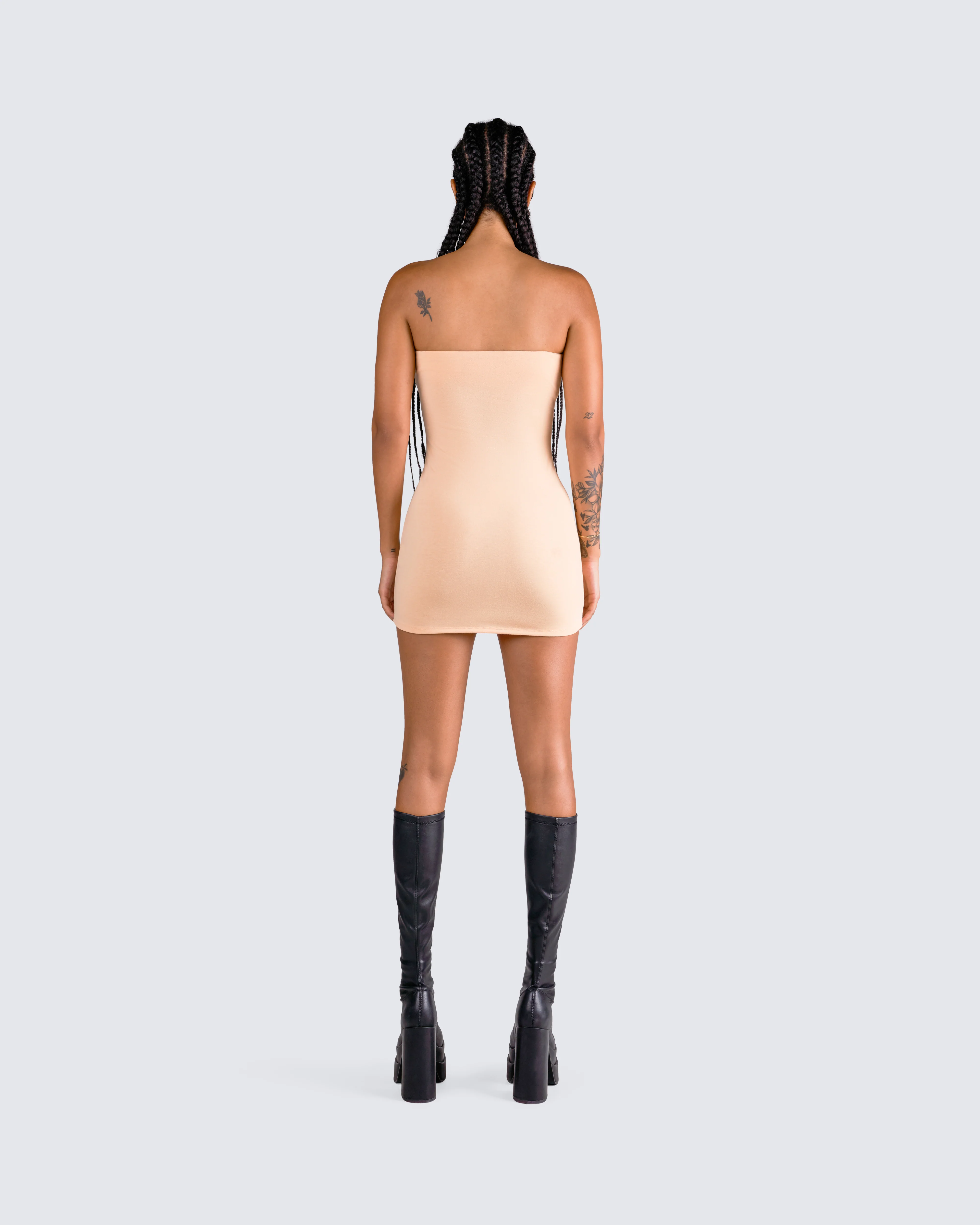 Maxine Beige Jersey Tube Dress - Image 7