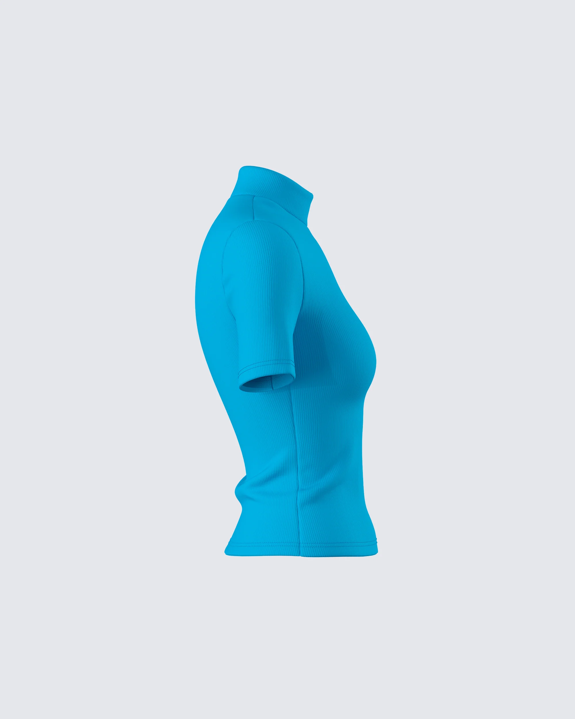 Maz Turquoise Rib Mock Neck Top - Image 2