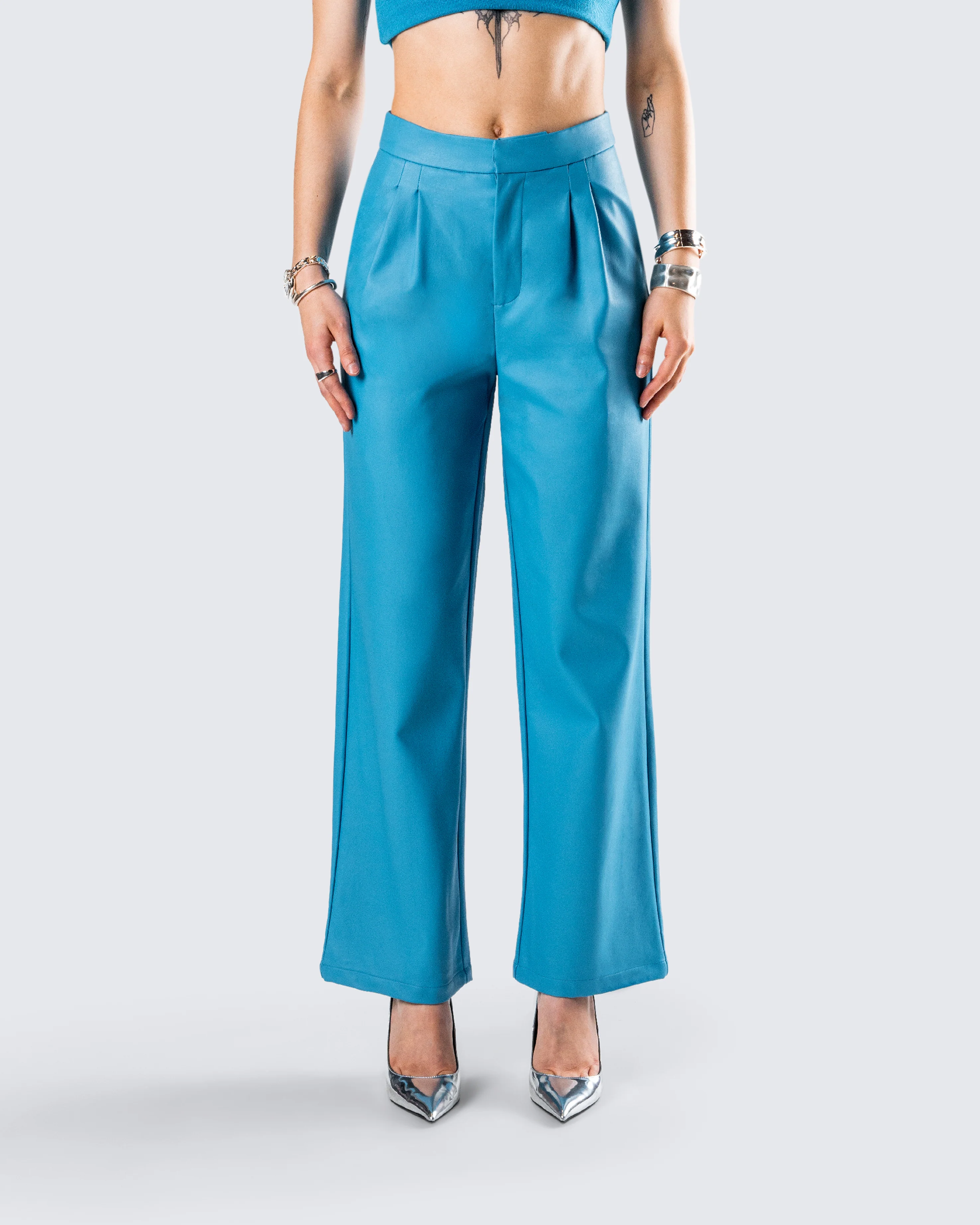 Maz Turquoise Vegan Leather Pant - Image 4