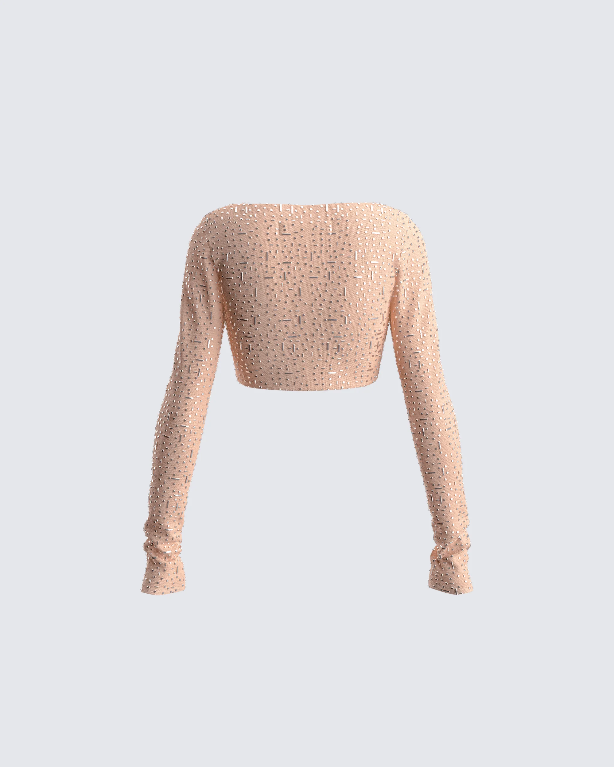 Maze Nude Rhinestone Crop Top - Image 3