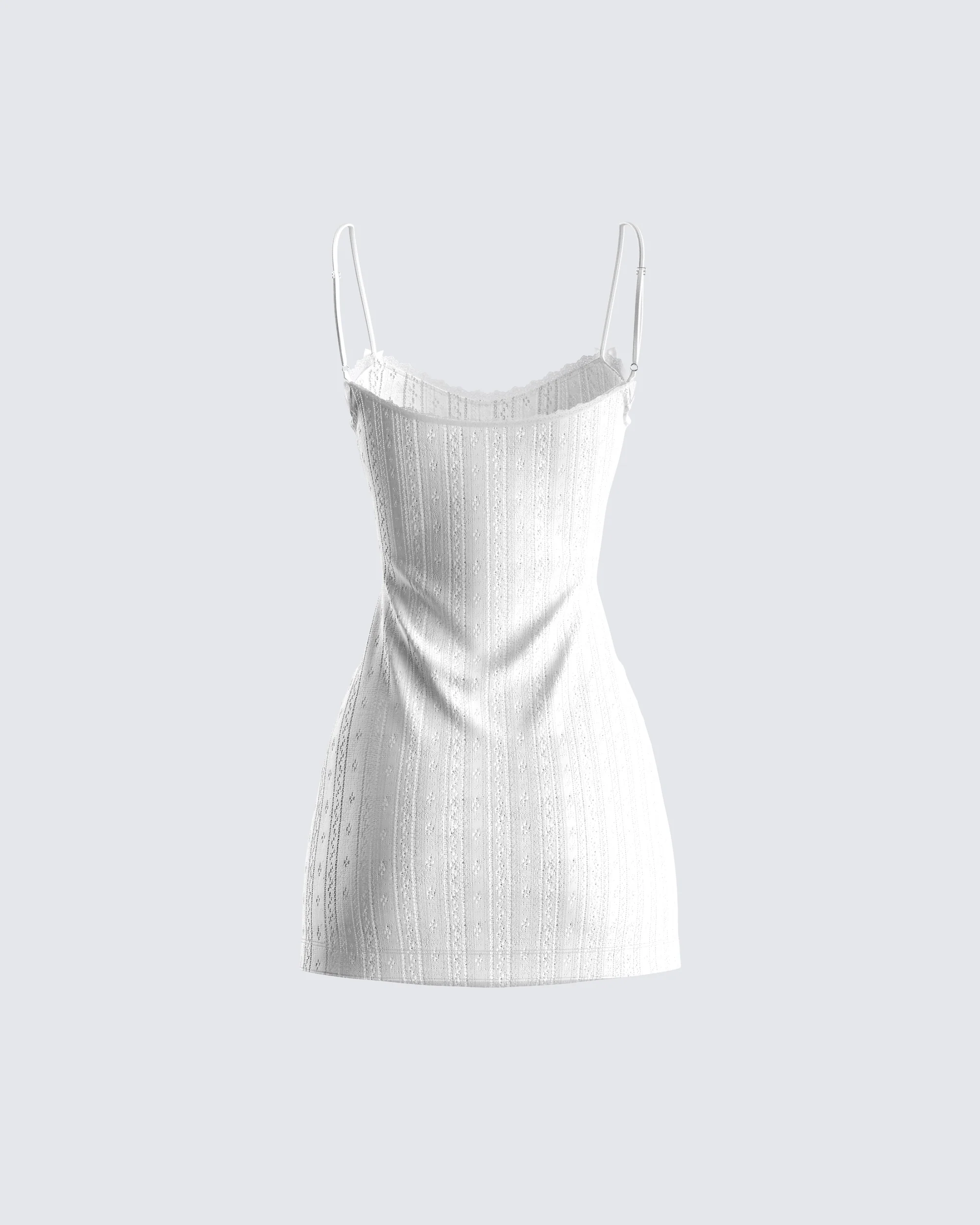 Mazi White Pointelle Mini Dress - Image 3