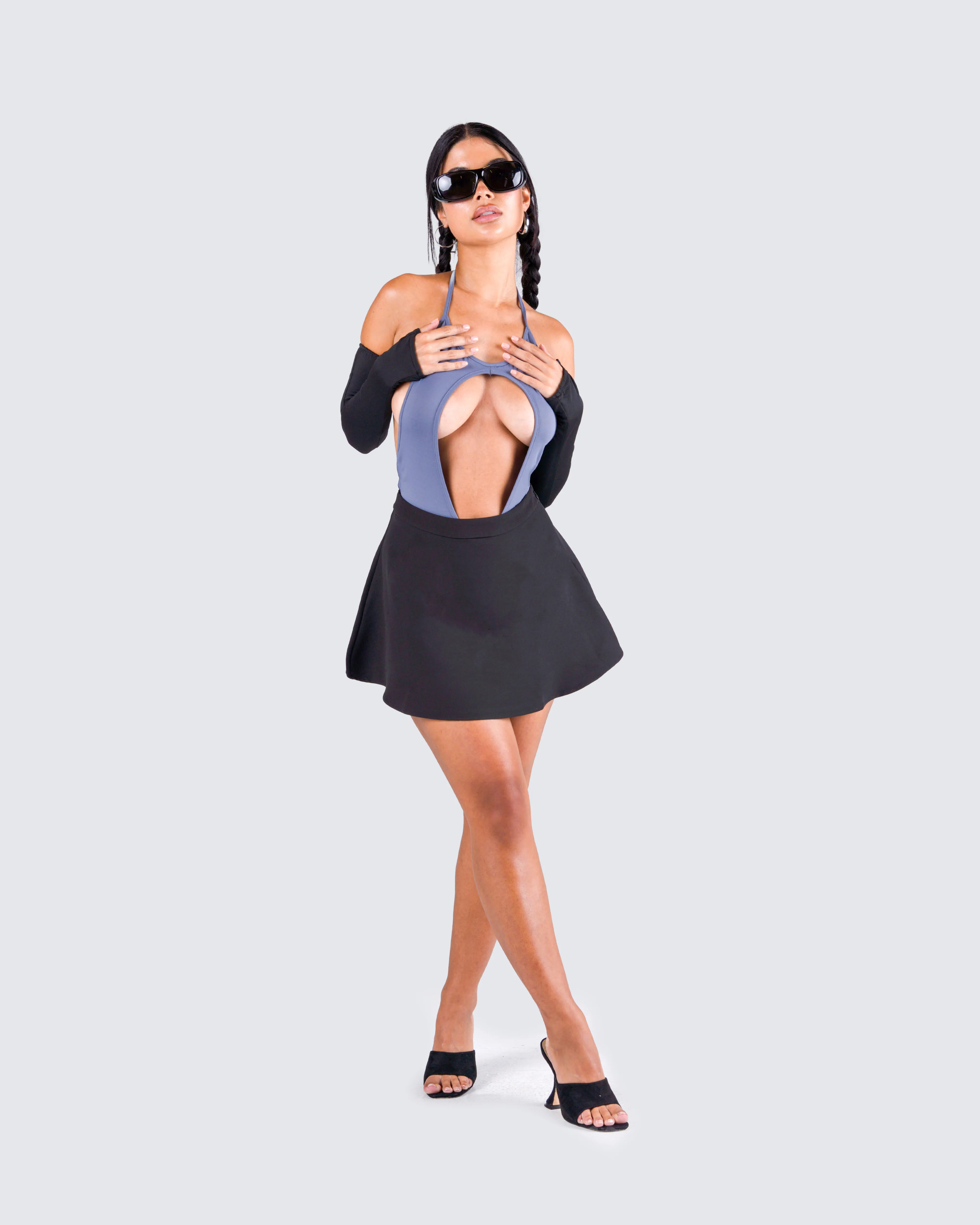 Meera Black High Waisted Skirt - Image 9
