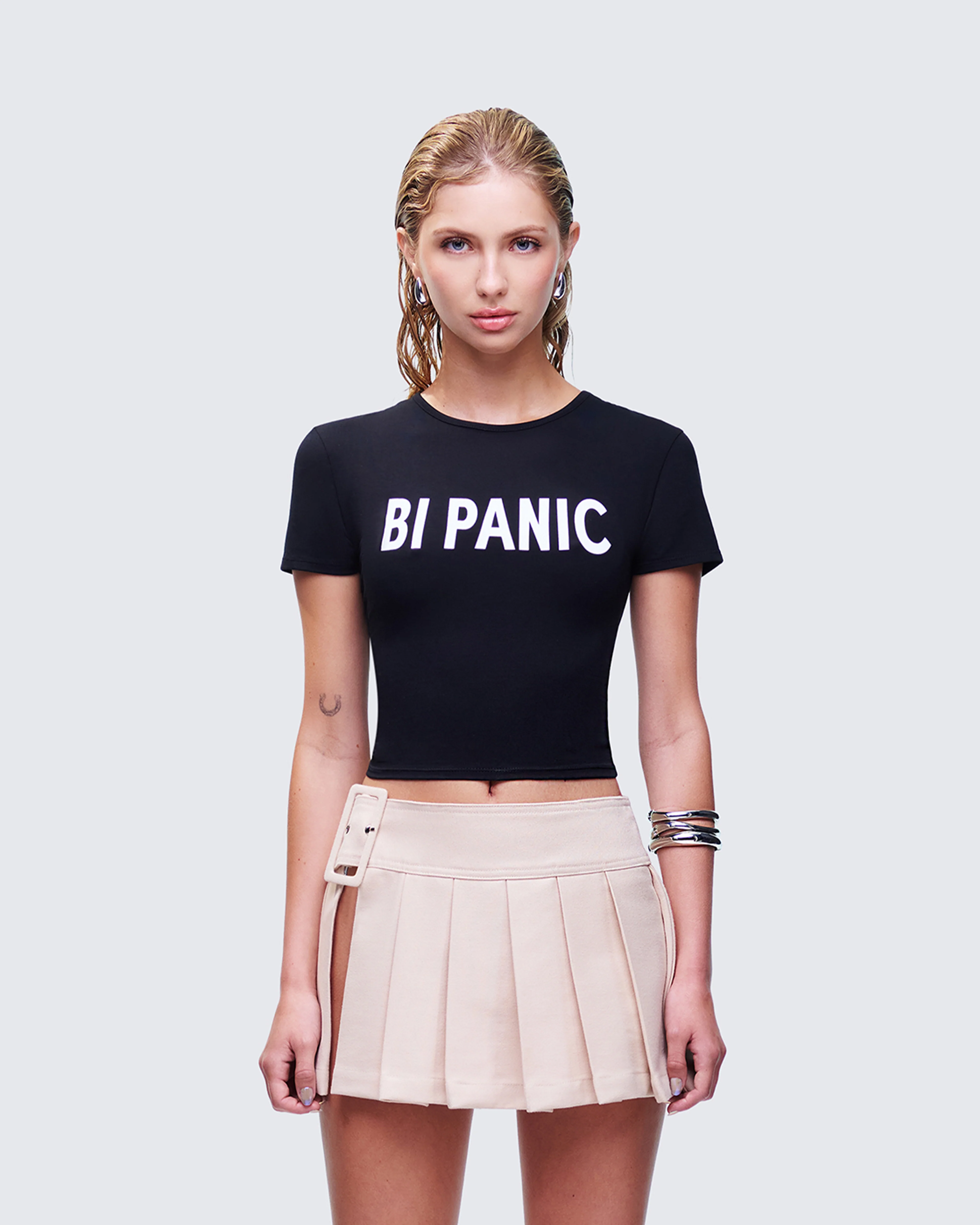 Meera Black Slogan Baby Tee - Image 2