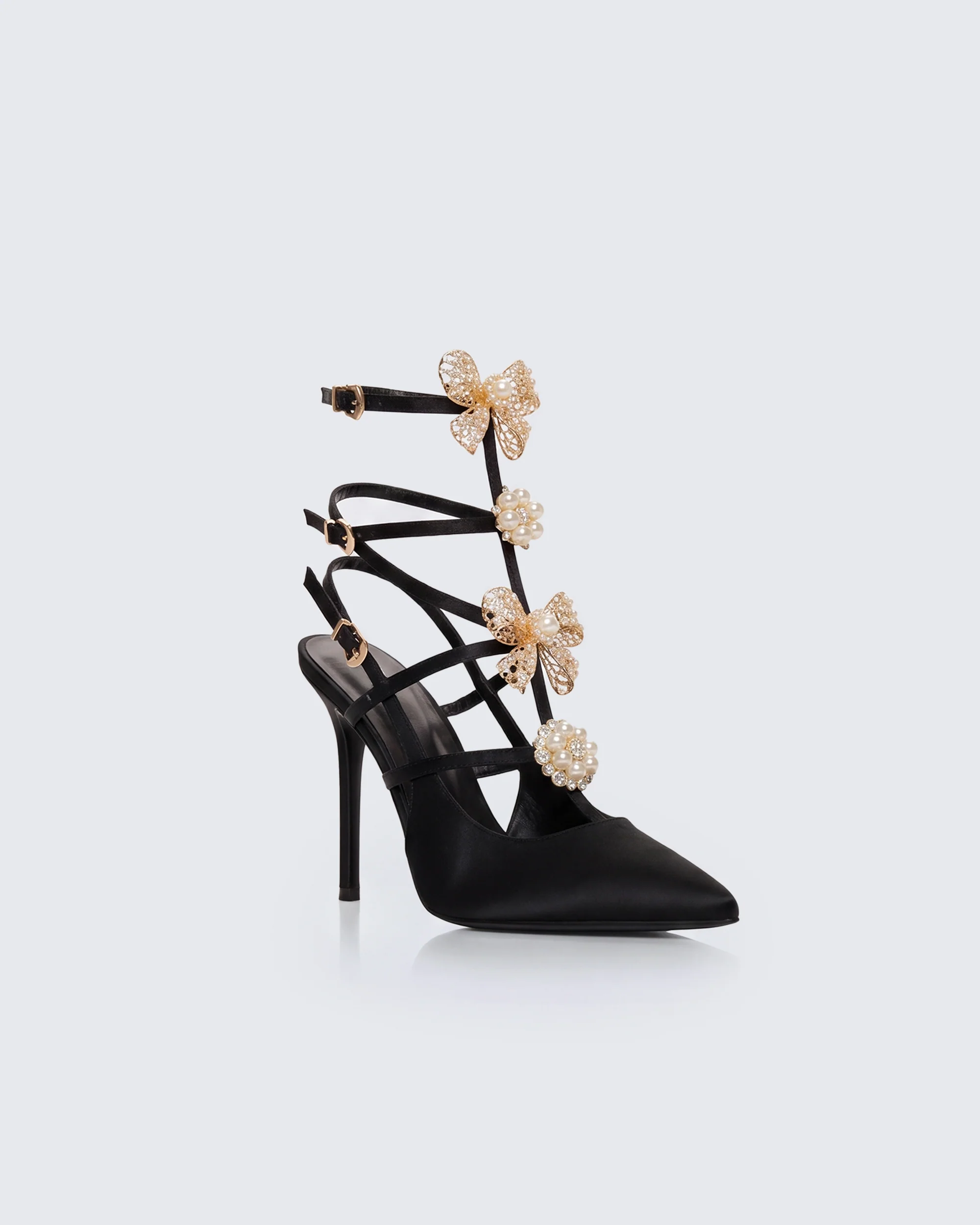 Melba Black Jewel Bow Pumps - Image 2