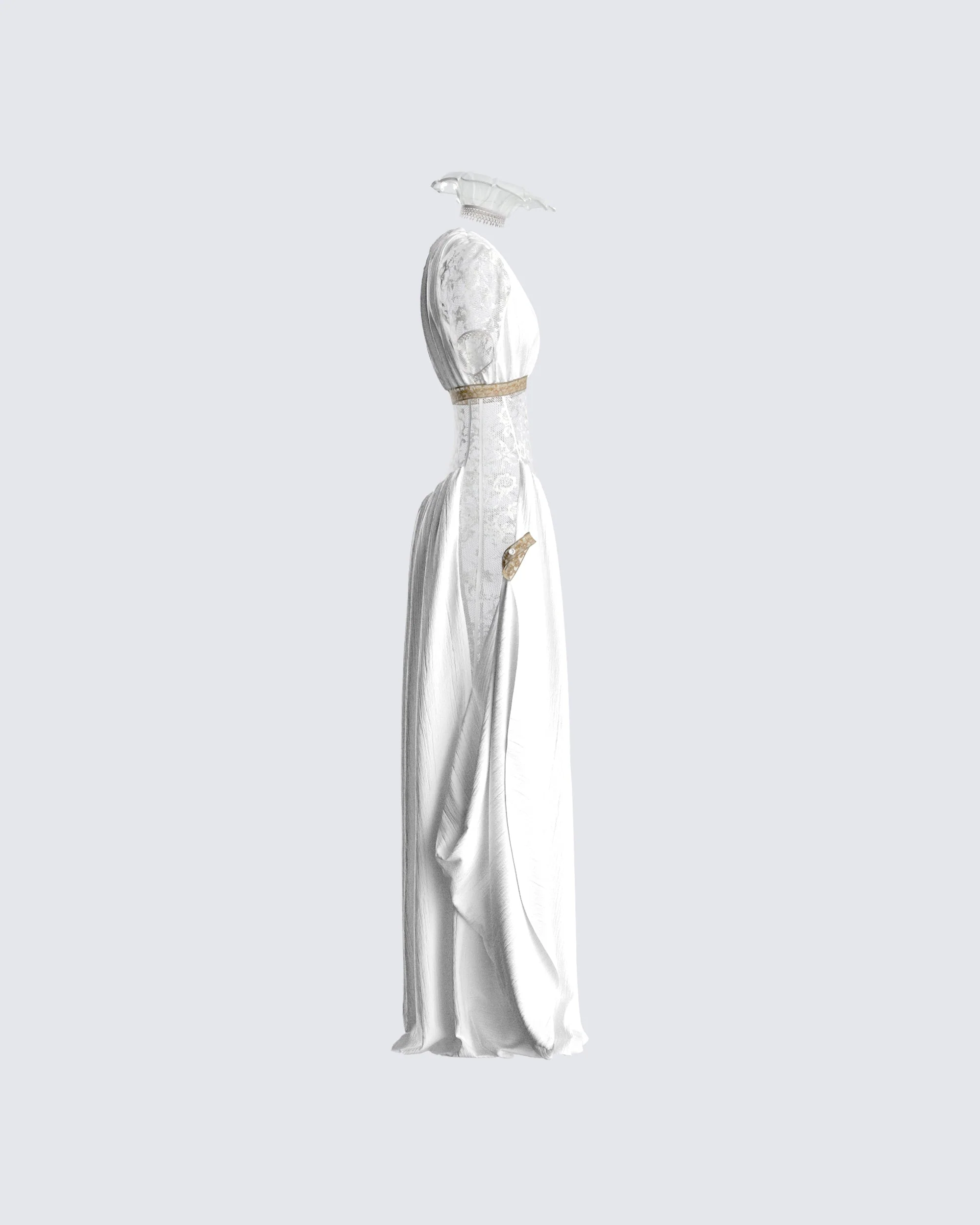Melora White Maxi Dress & Collar - Image 2