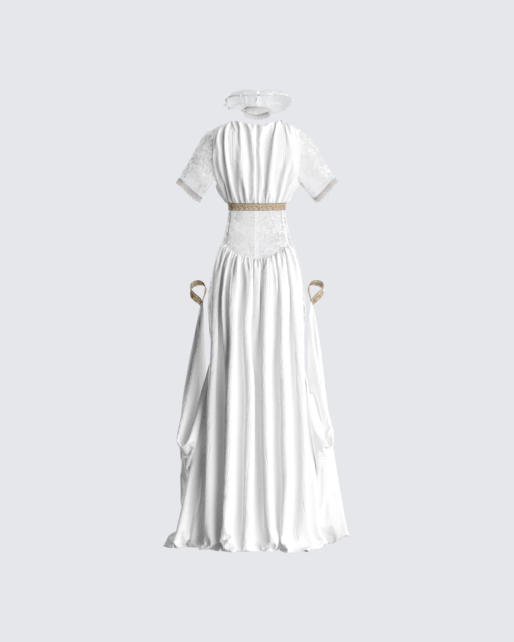 Melora White Maxi Dress & Collar - Image 3