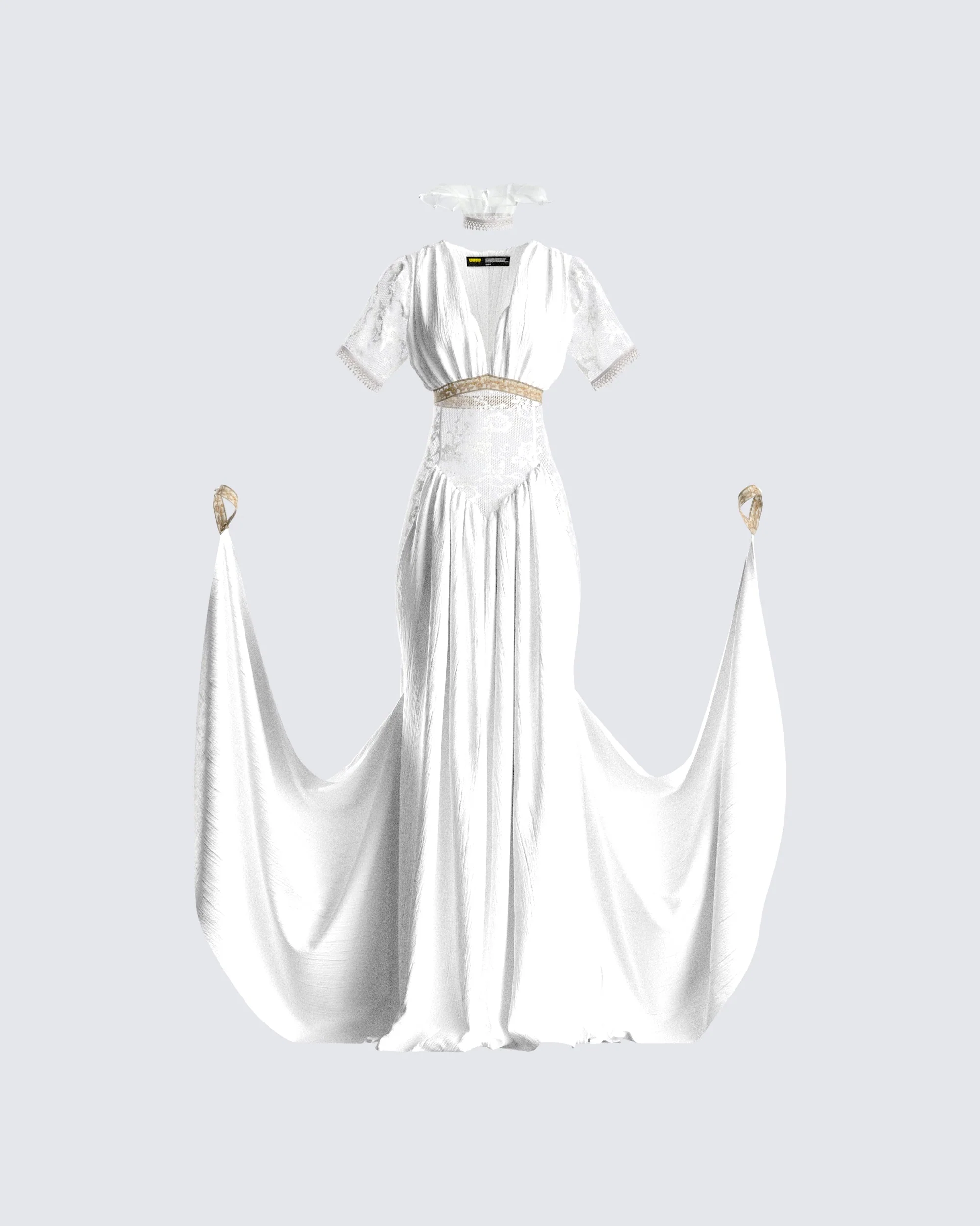 Melora White Maxi Dress & Collar - Image 4