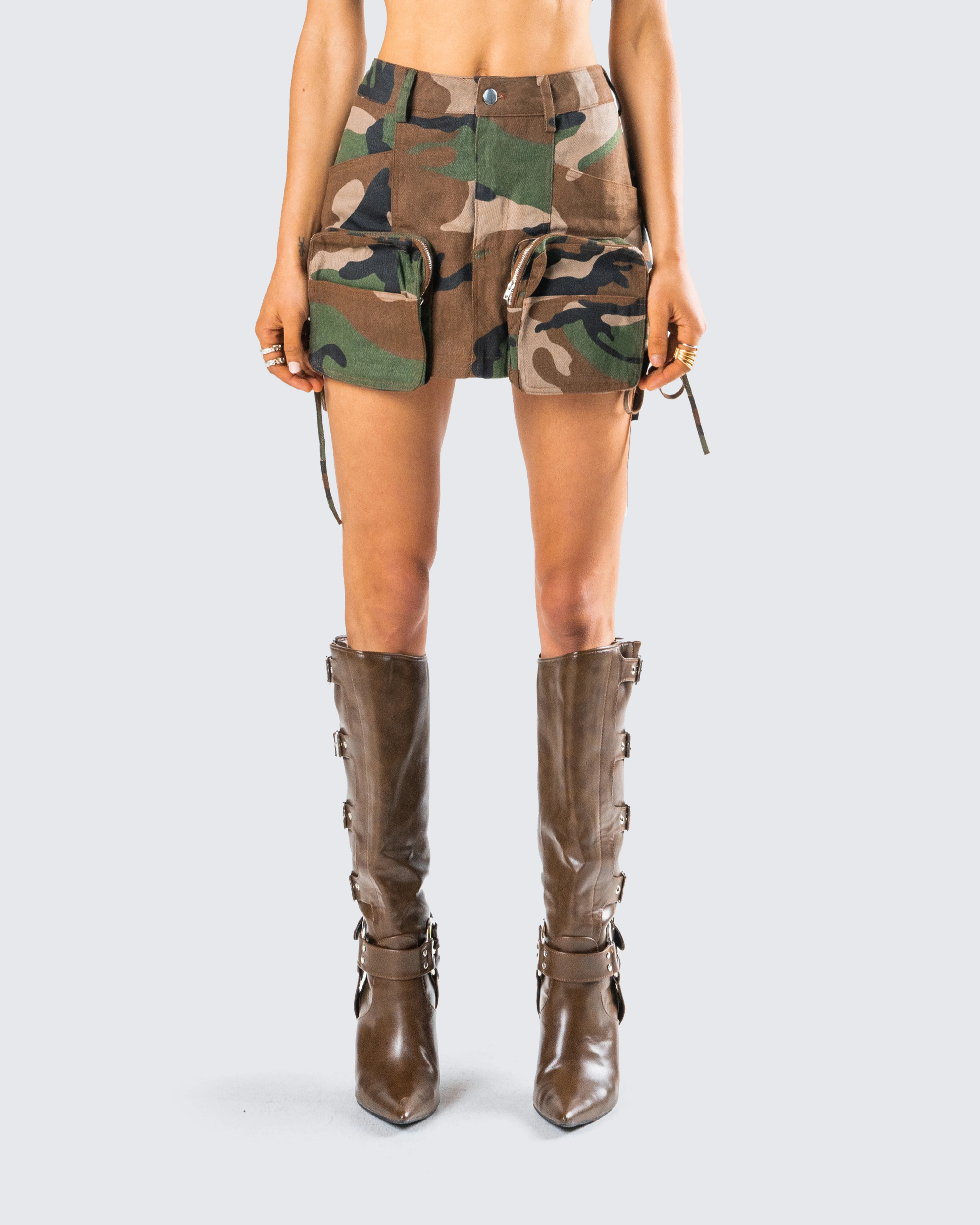 Merida Camo Zip Pocket Mini Skirt - Image 4