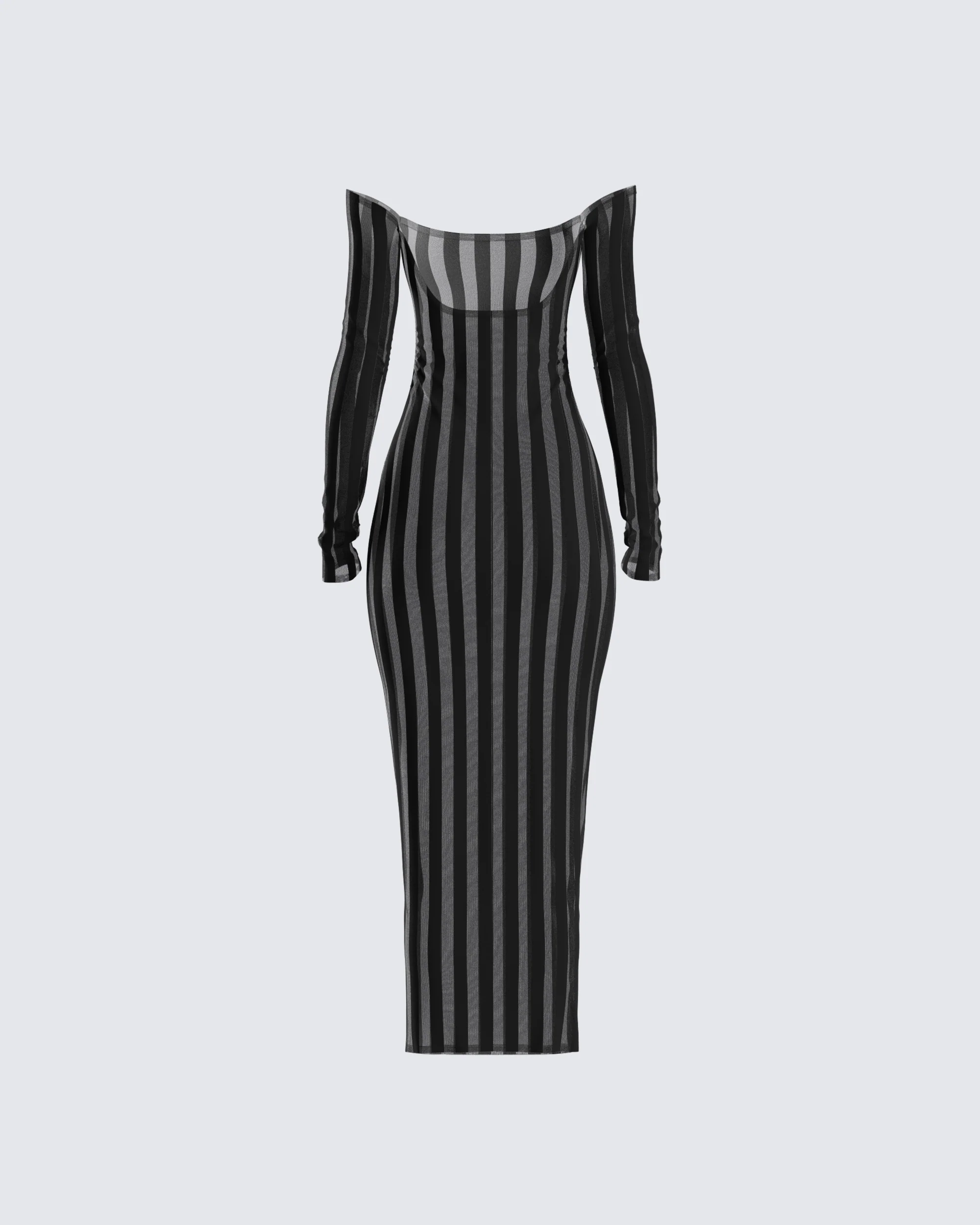 Meritt Black Stripe Midi Dress - Image 3