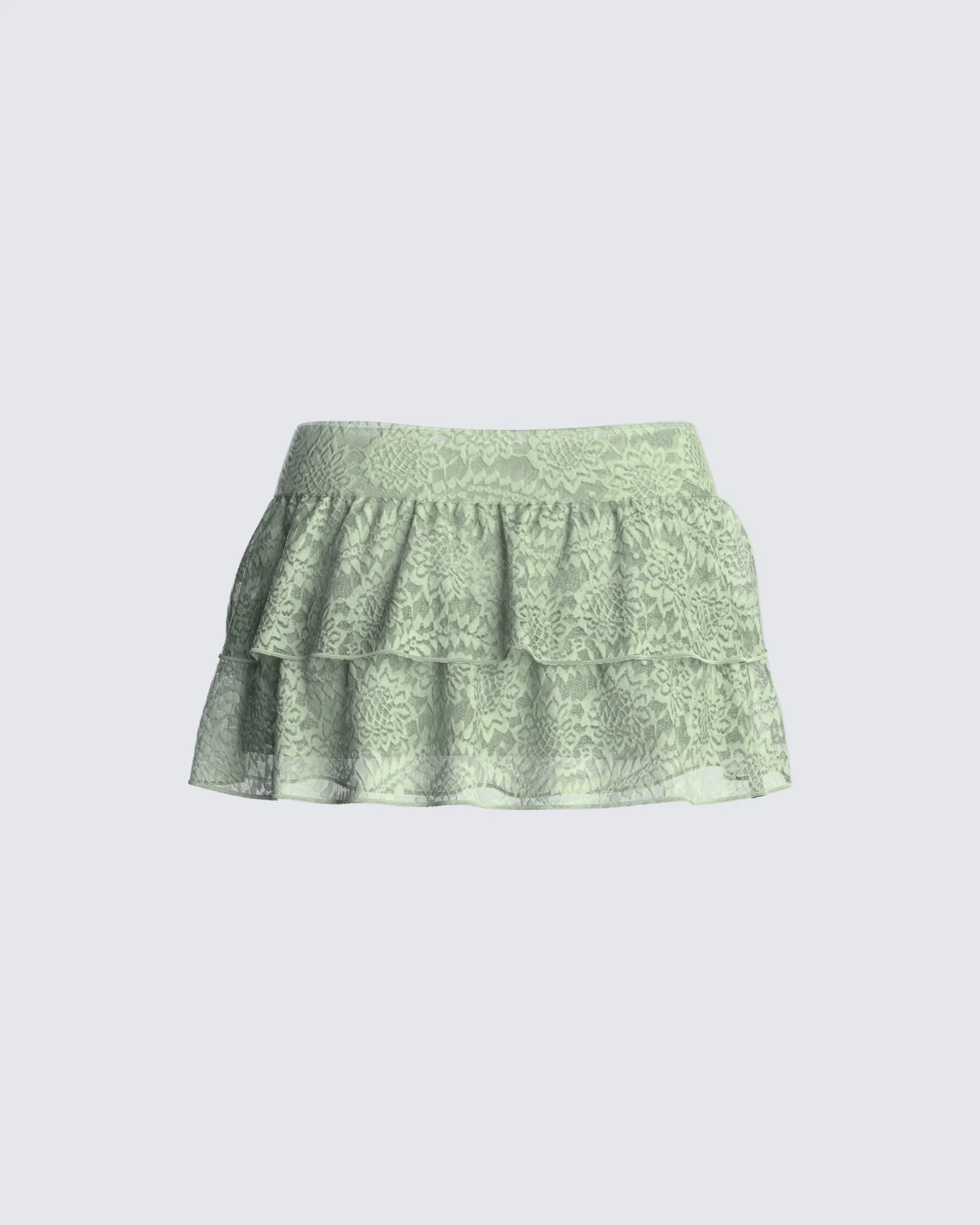 Mia Sage Stretch Lace Skirt - Image 3