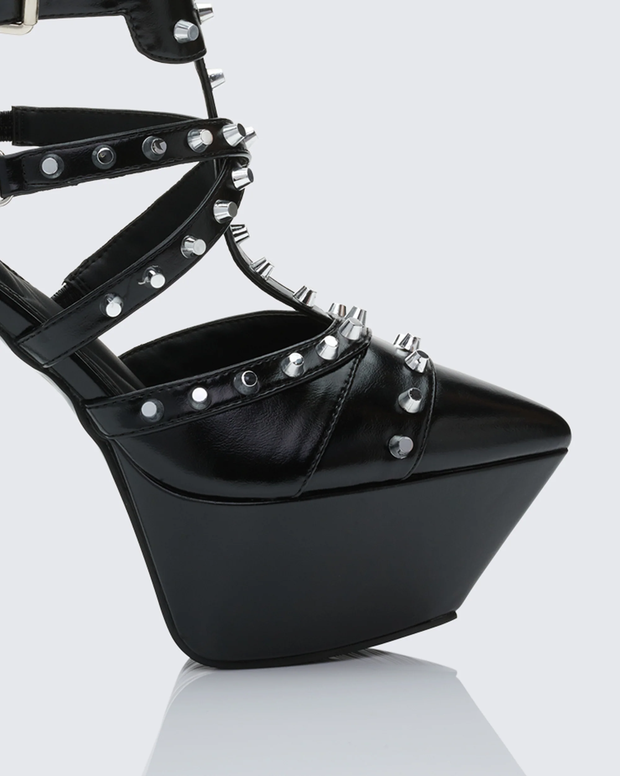 Micaiah Black Studded Strapped Heel - Image 4