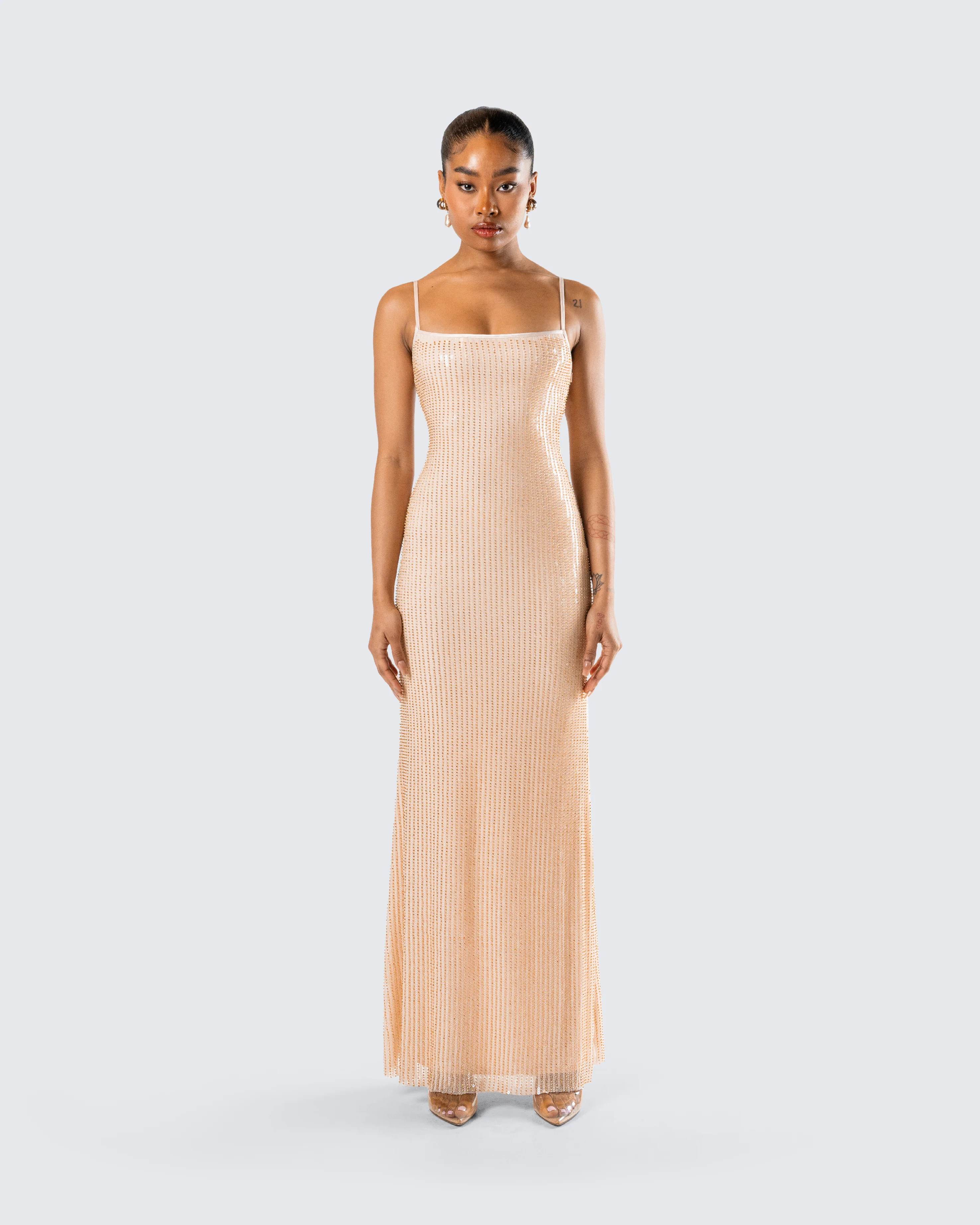 Michal Gold Sequin Maxi Dress - Image 4