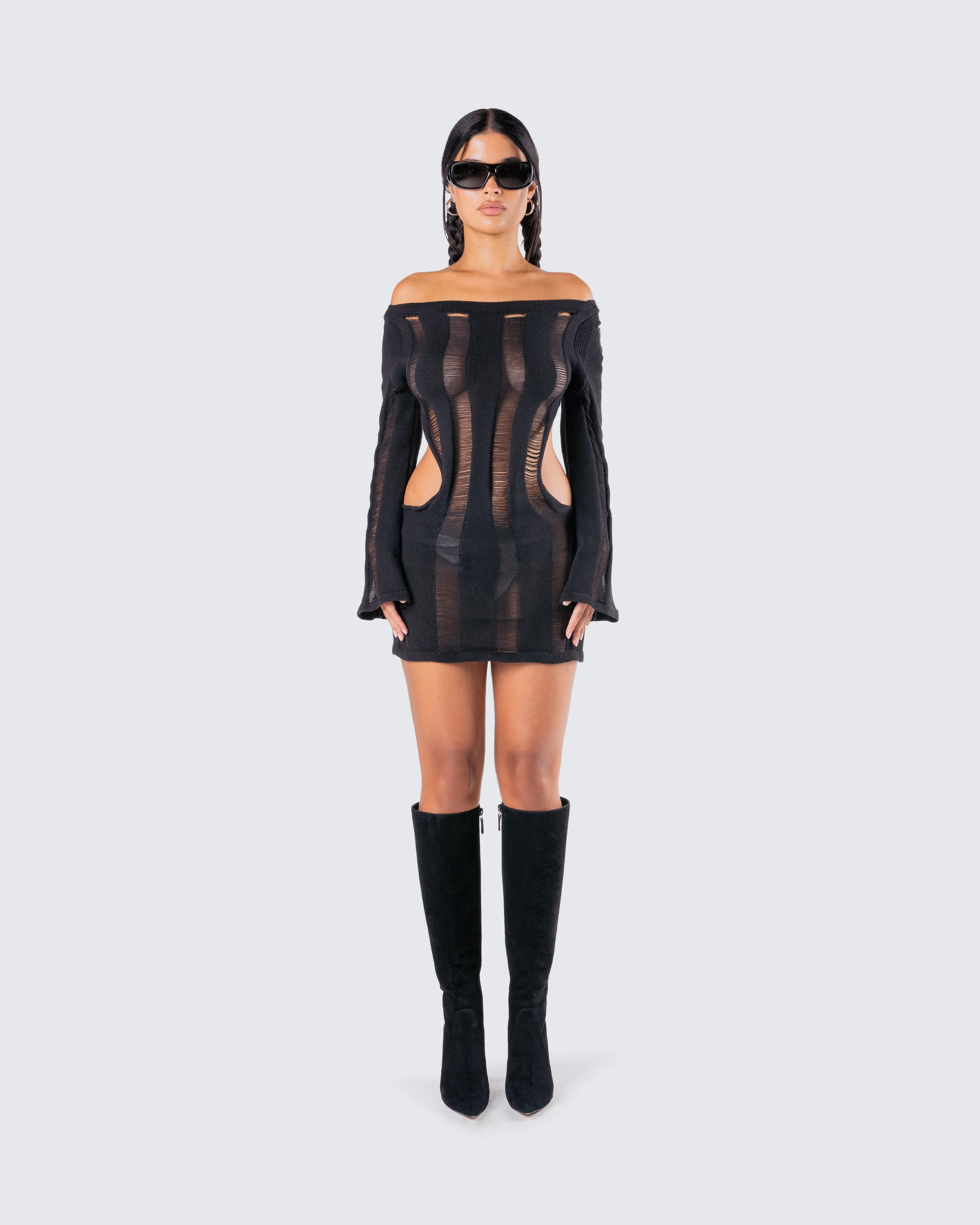 Mindy Black Mini Dress - Image 4