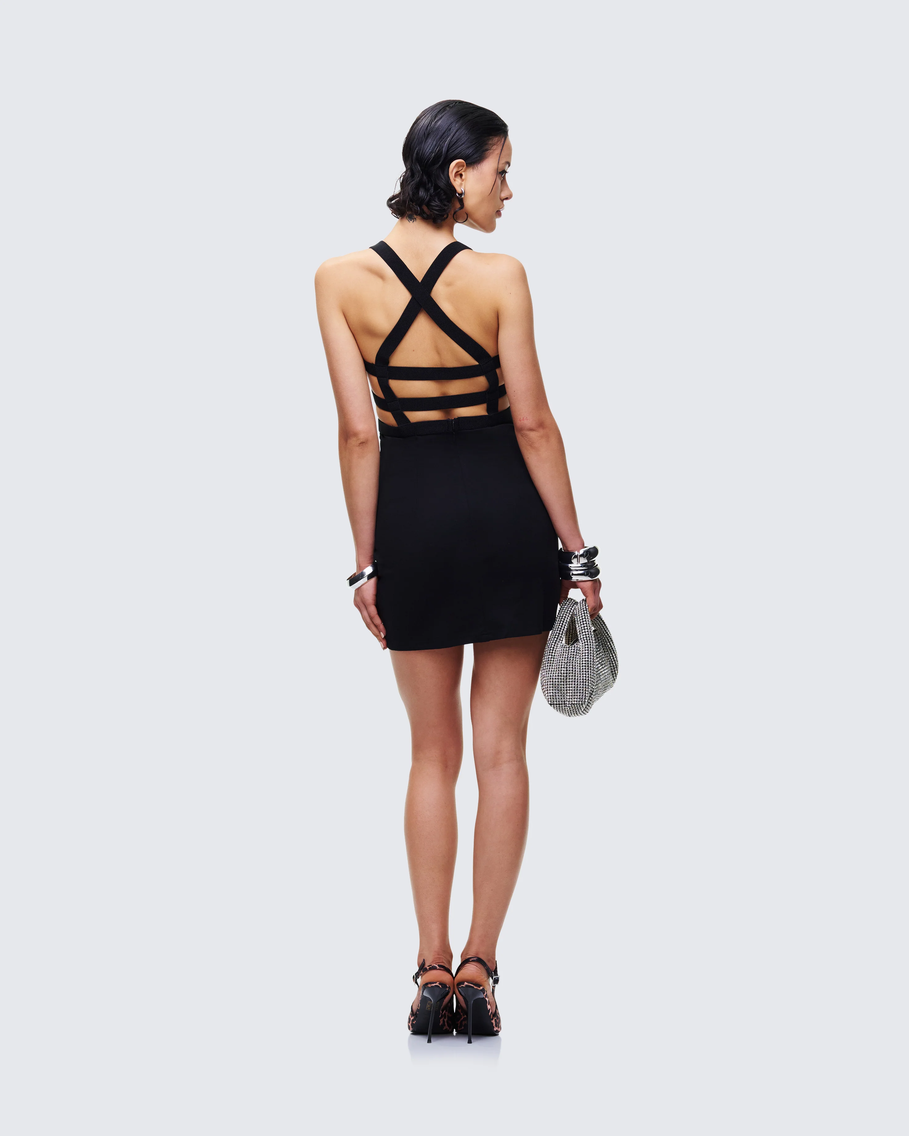 Miranda Black Ponte Mini Dress - Image 5