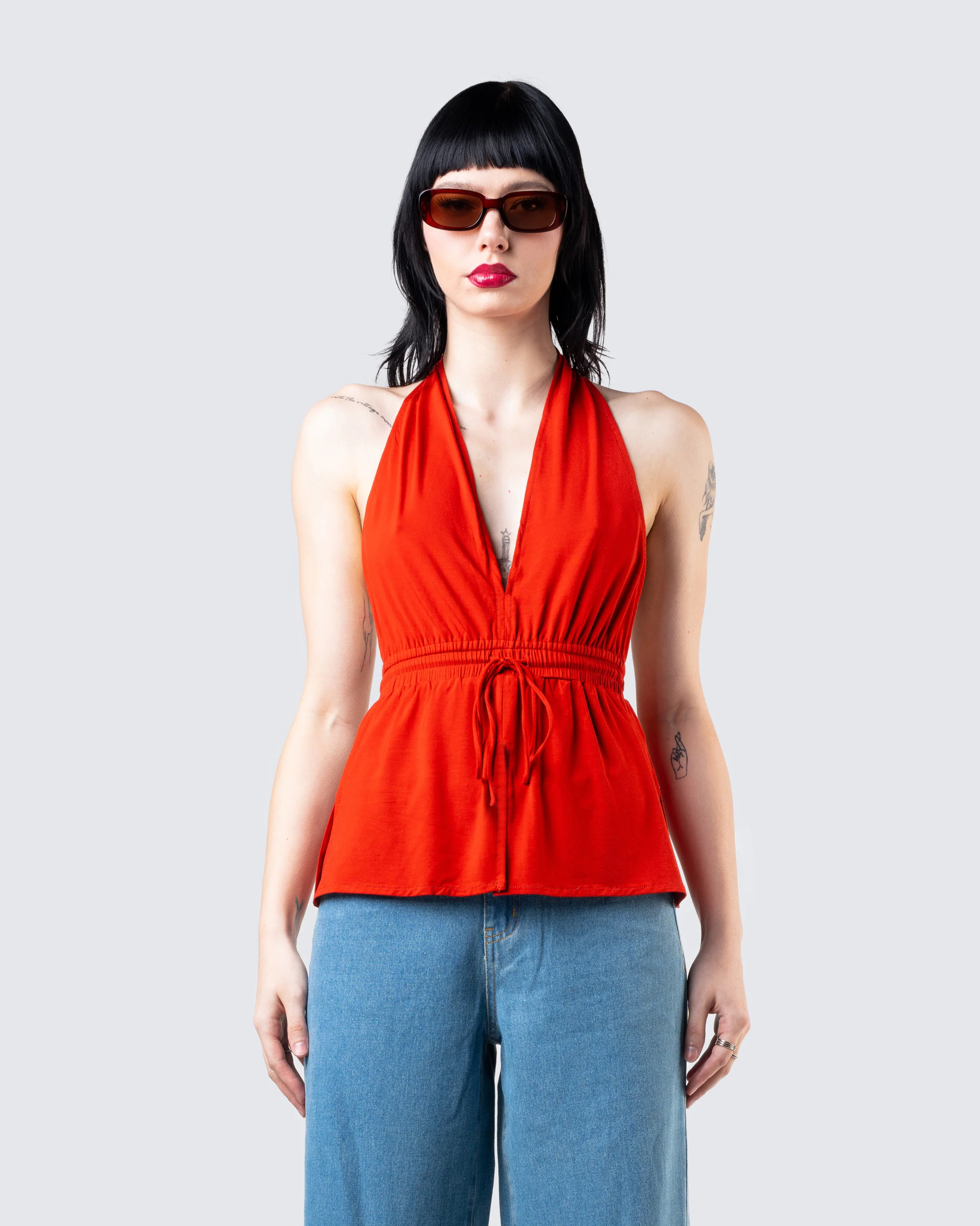 Miriam Red Knit Halter Top - Image 4