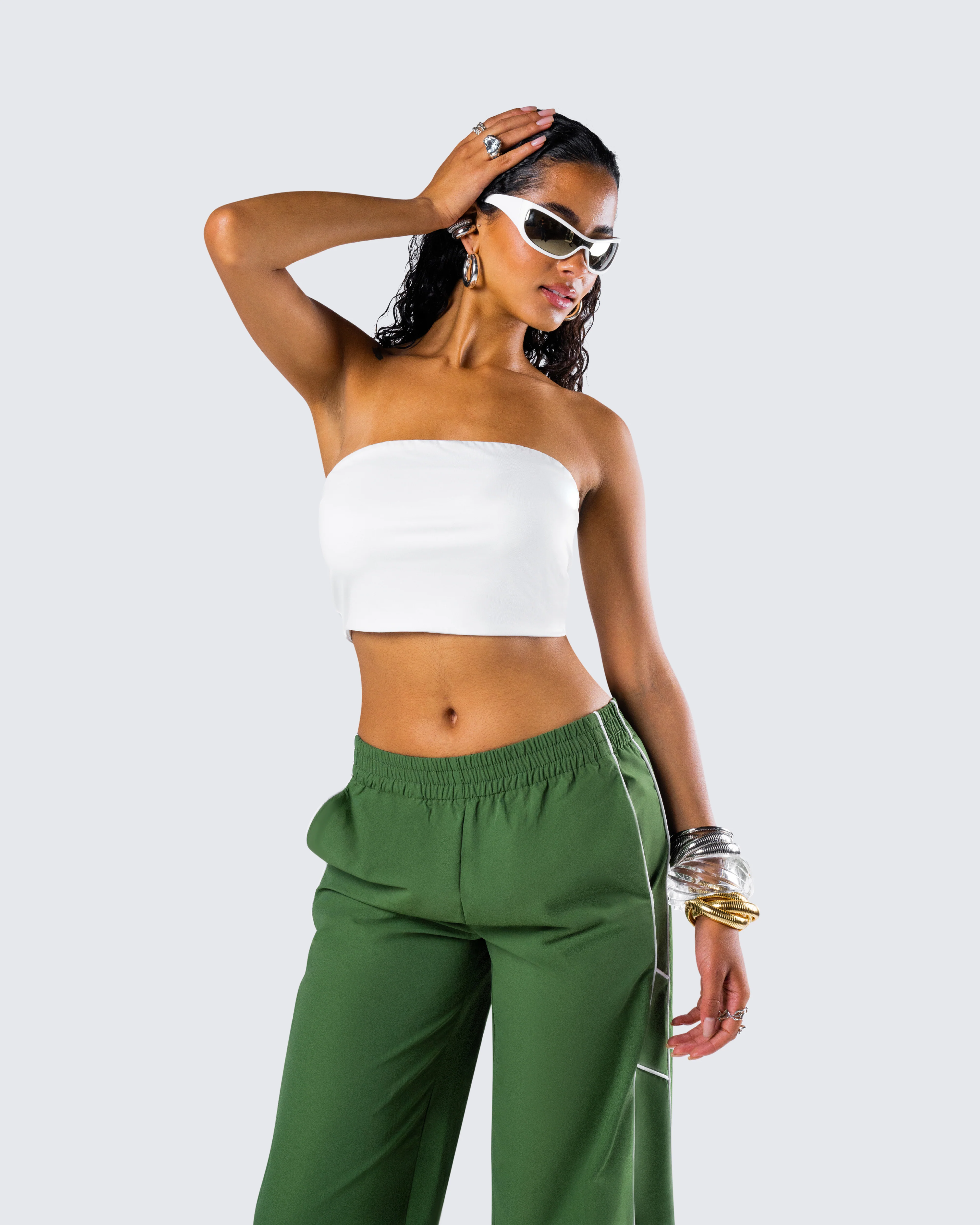 Mirla White Jersey Bandeau Top - Image 8