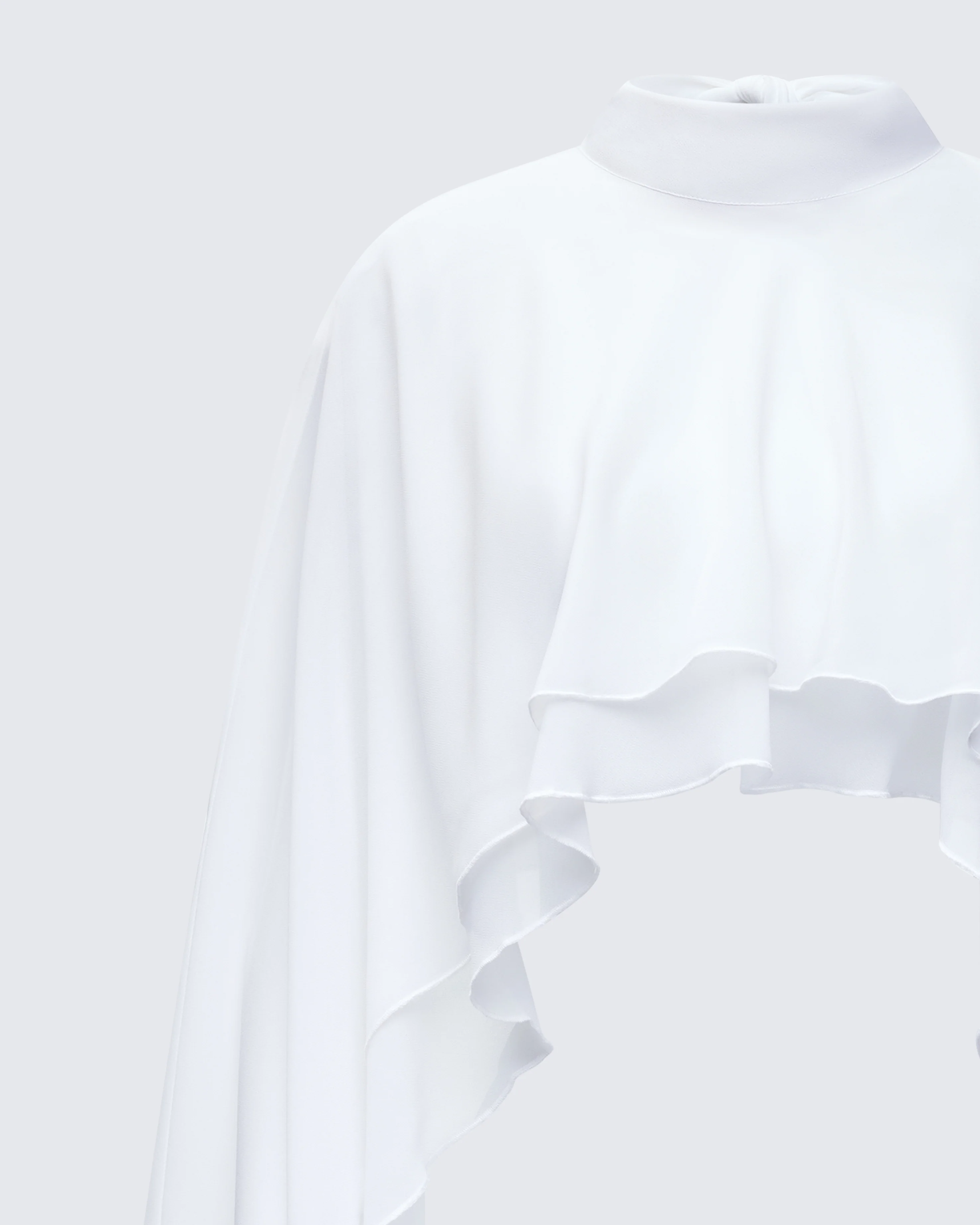 Mitchie White Georgette Open Back Cape - Image 6