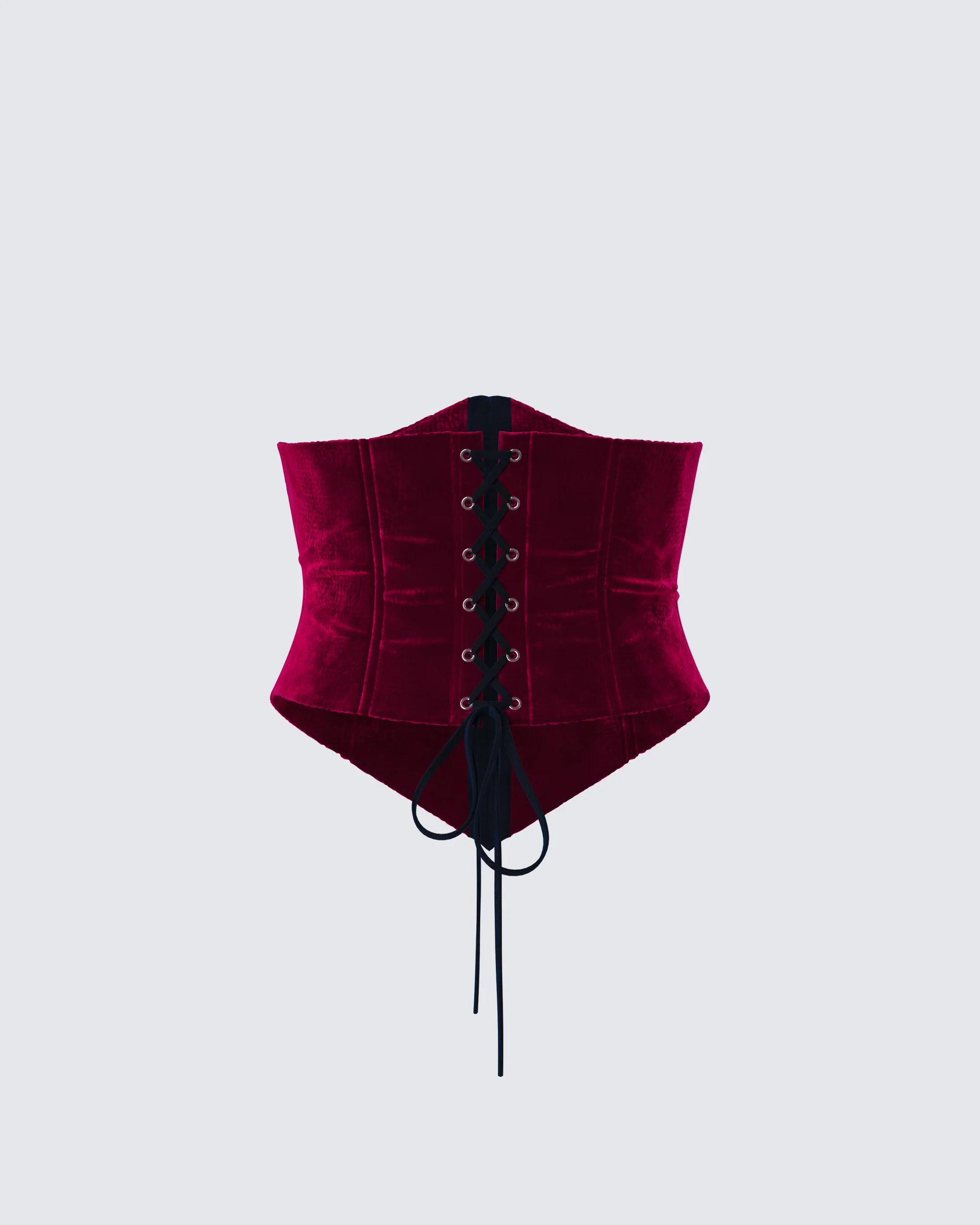 Moira Burgundy Velvet Corset Top - Image 3