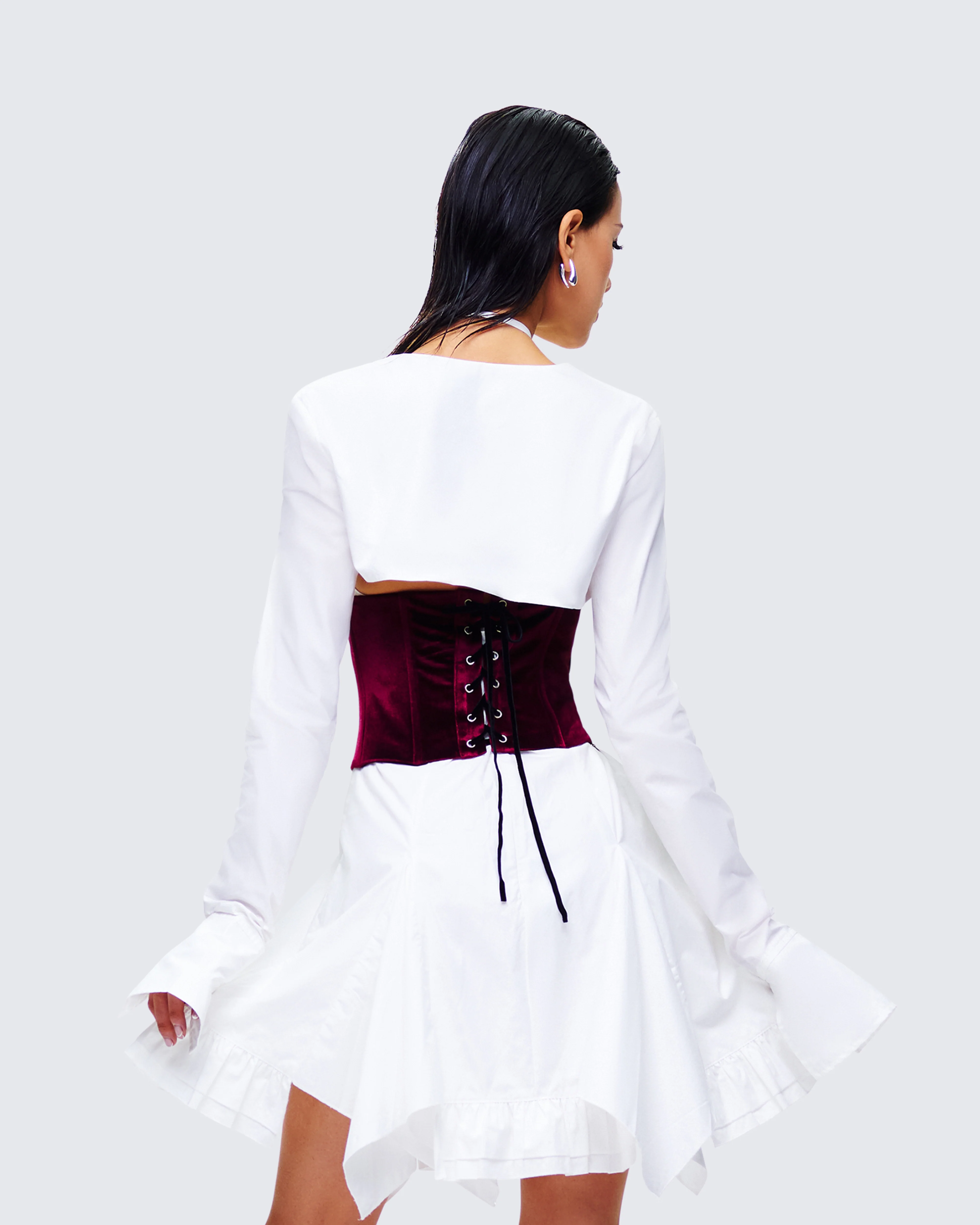 Moira Burgundy Velvet Corset Top - Image 7
