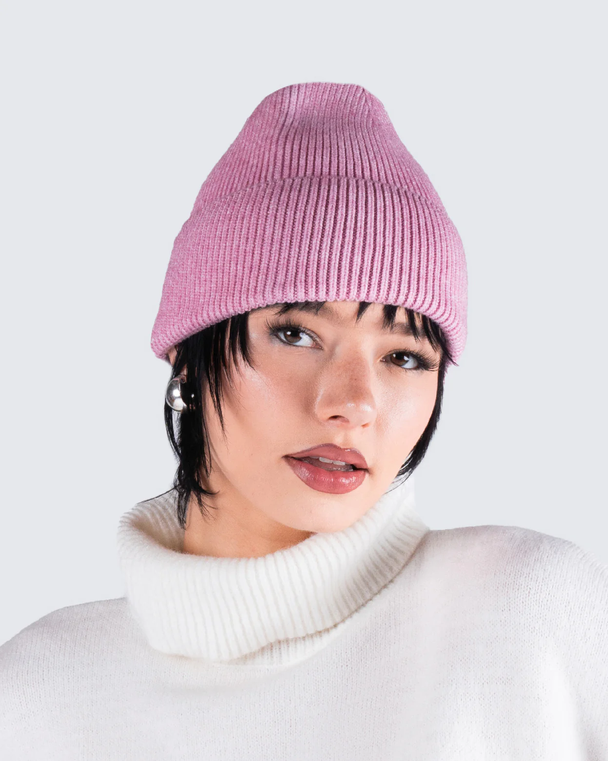 Molly Pink Ribbed Beanie - Image 8