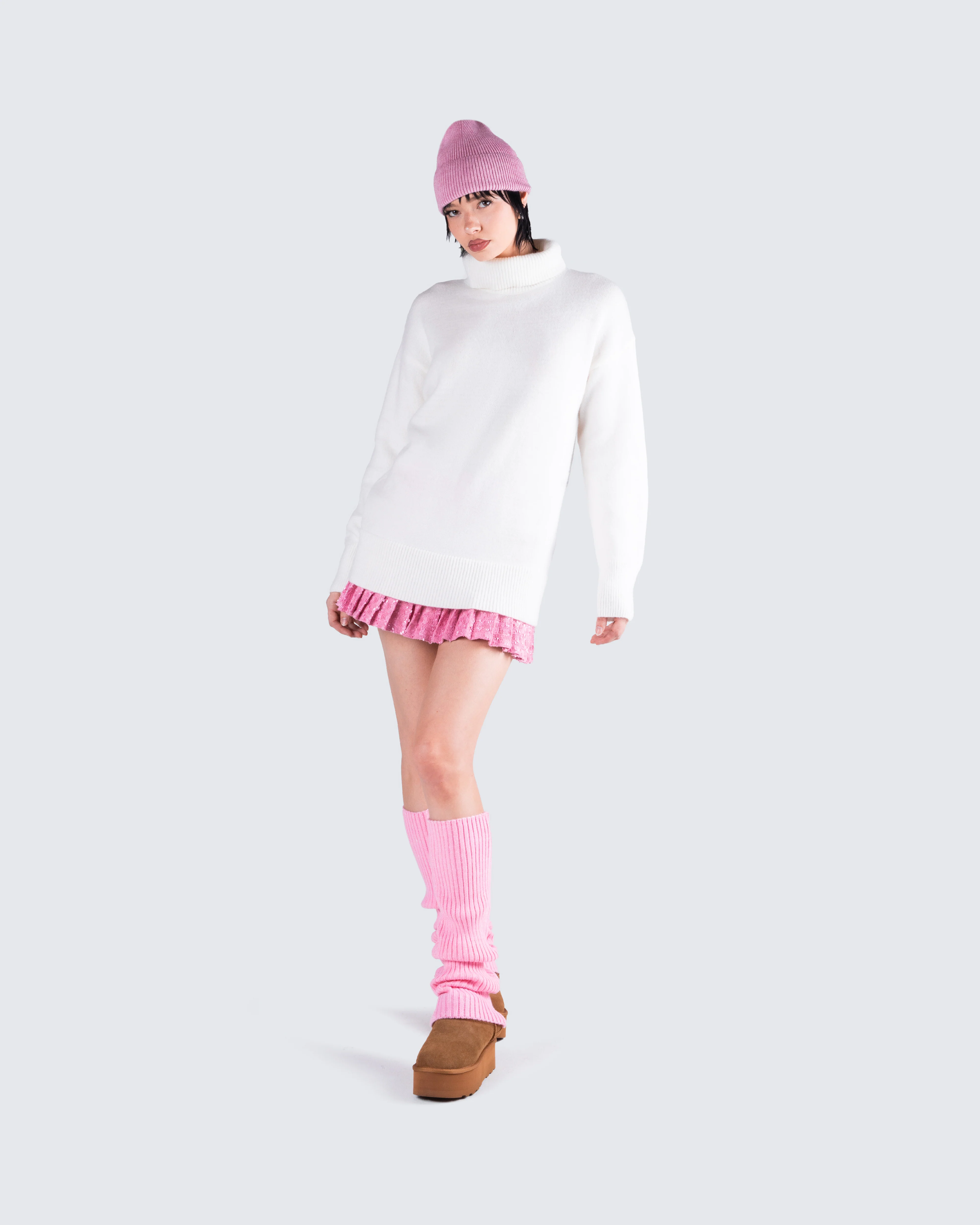 Molly Pink Ribbed Beanie - Image 9