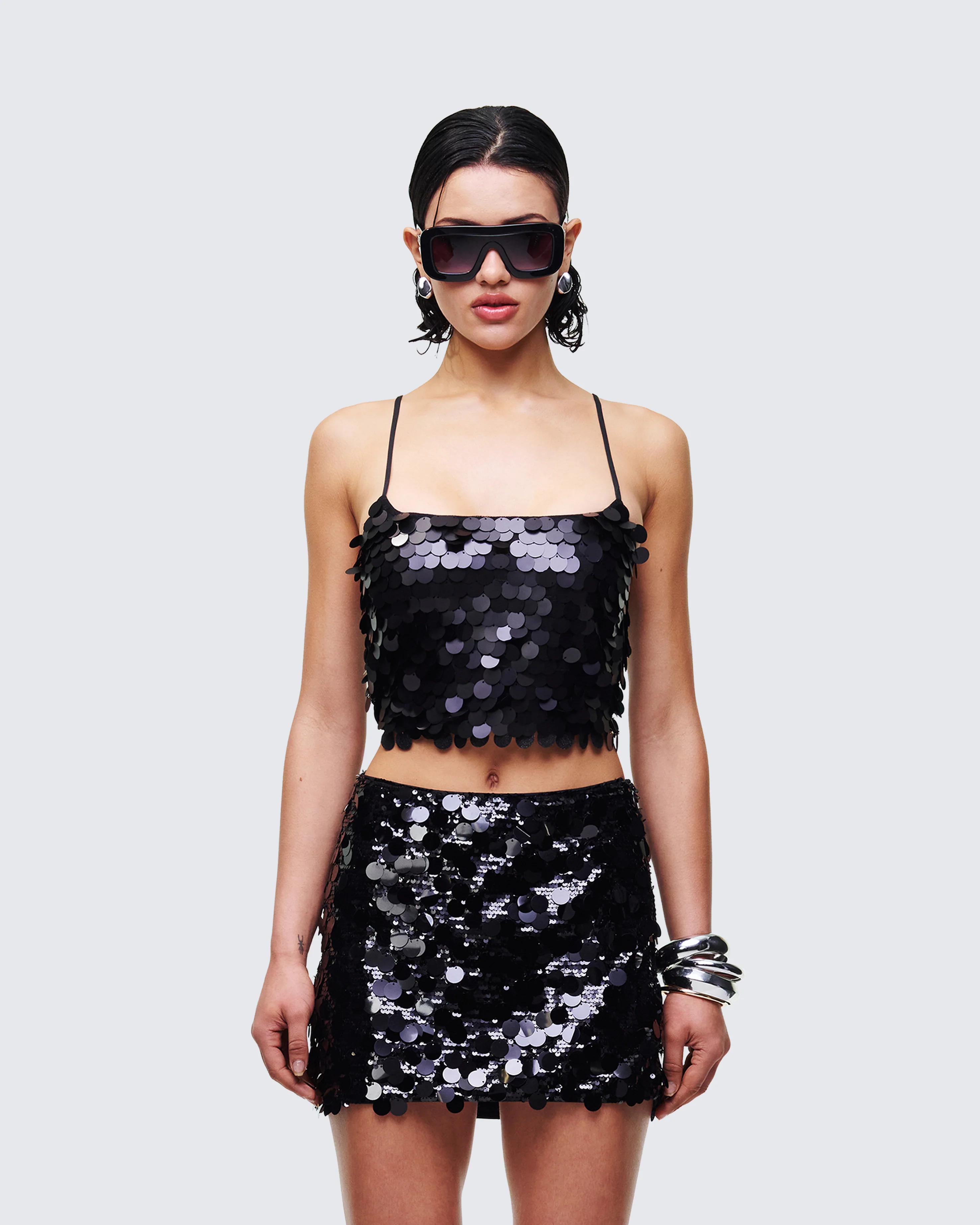 Mondana Black Sequin Cami Top - Image 2
