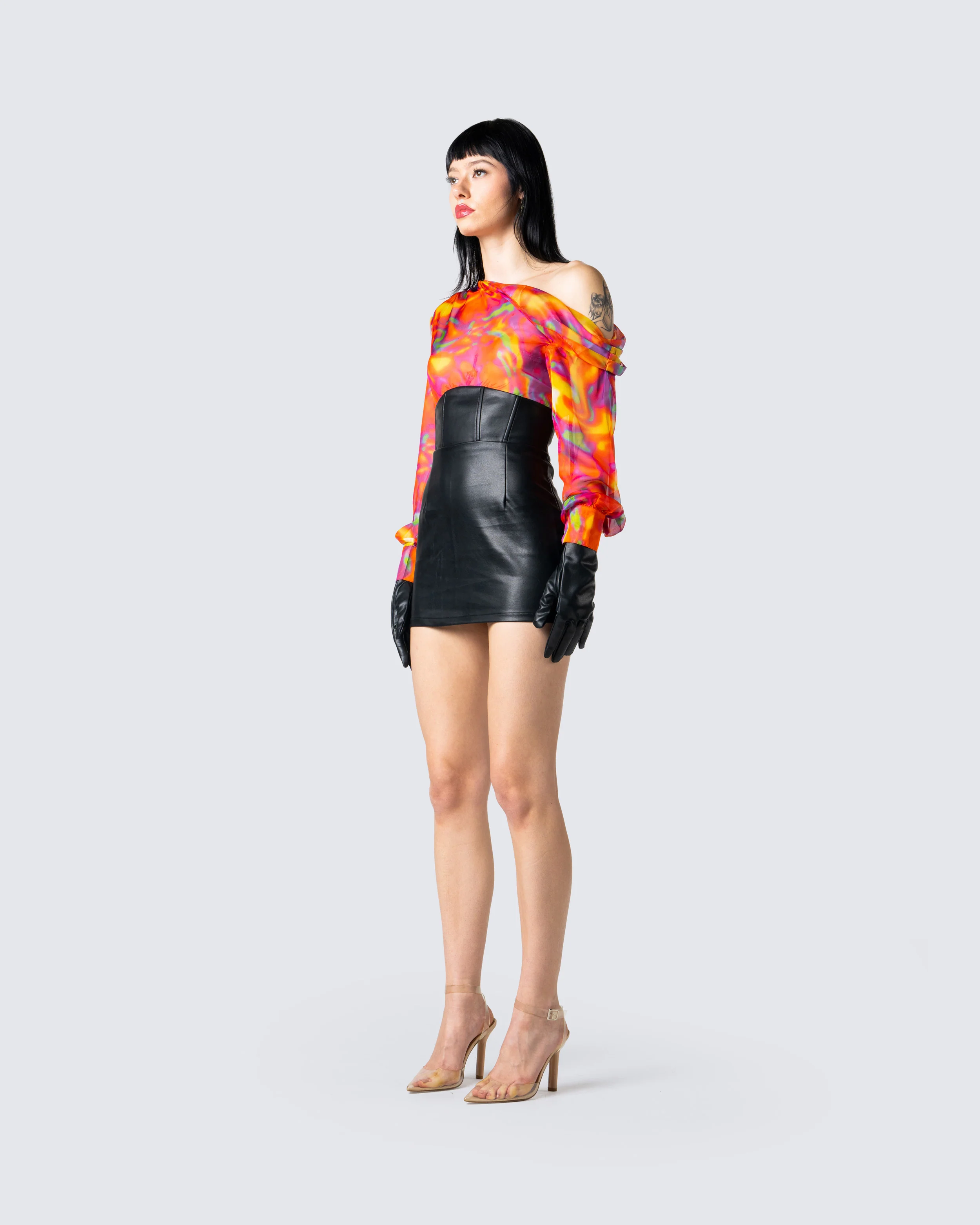 Monica Abstract Print Draped Top - Image 7