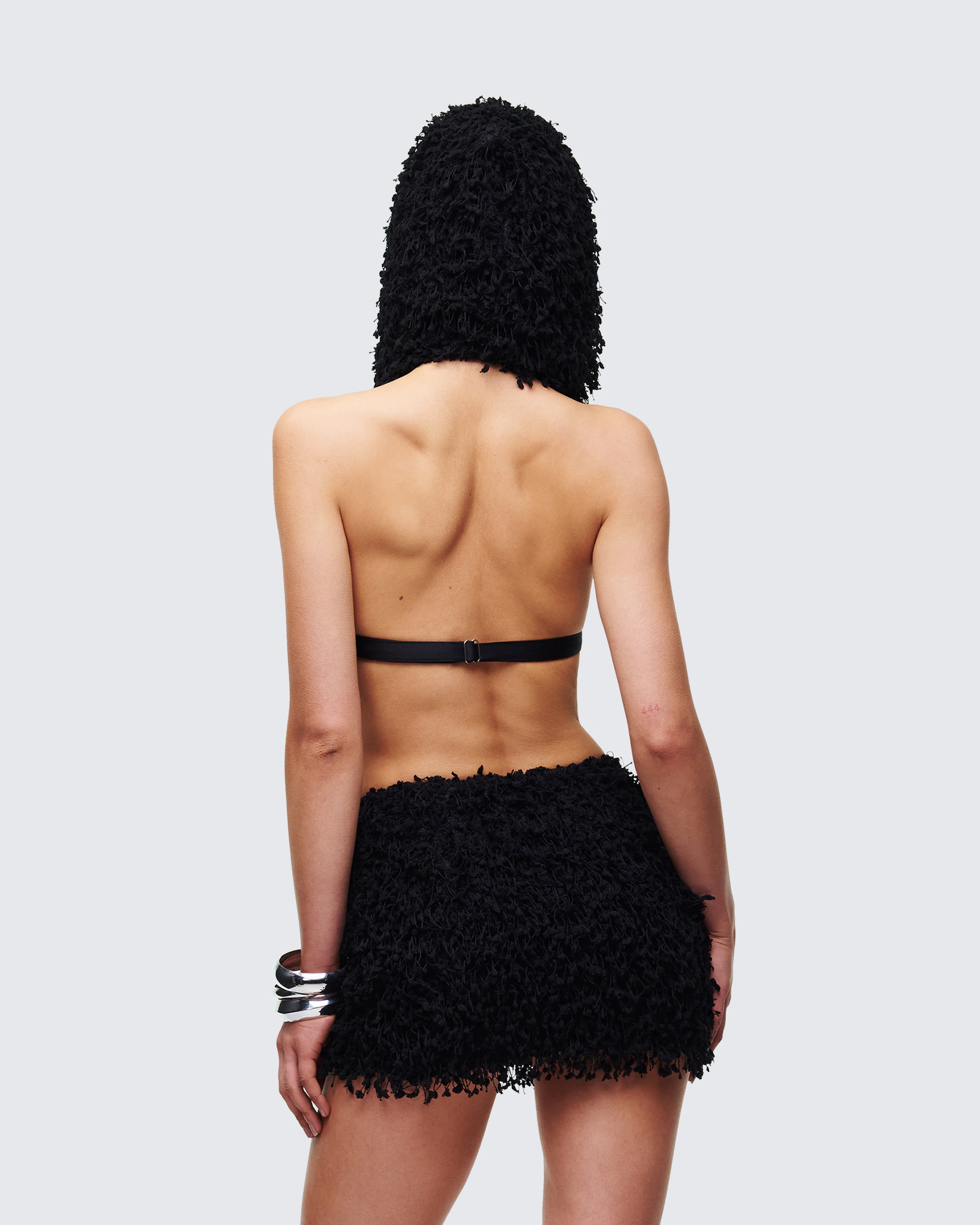 Morgan Black Knit Hooded Halter Top - Image 4