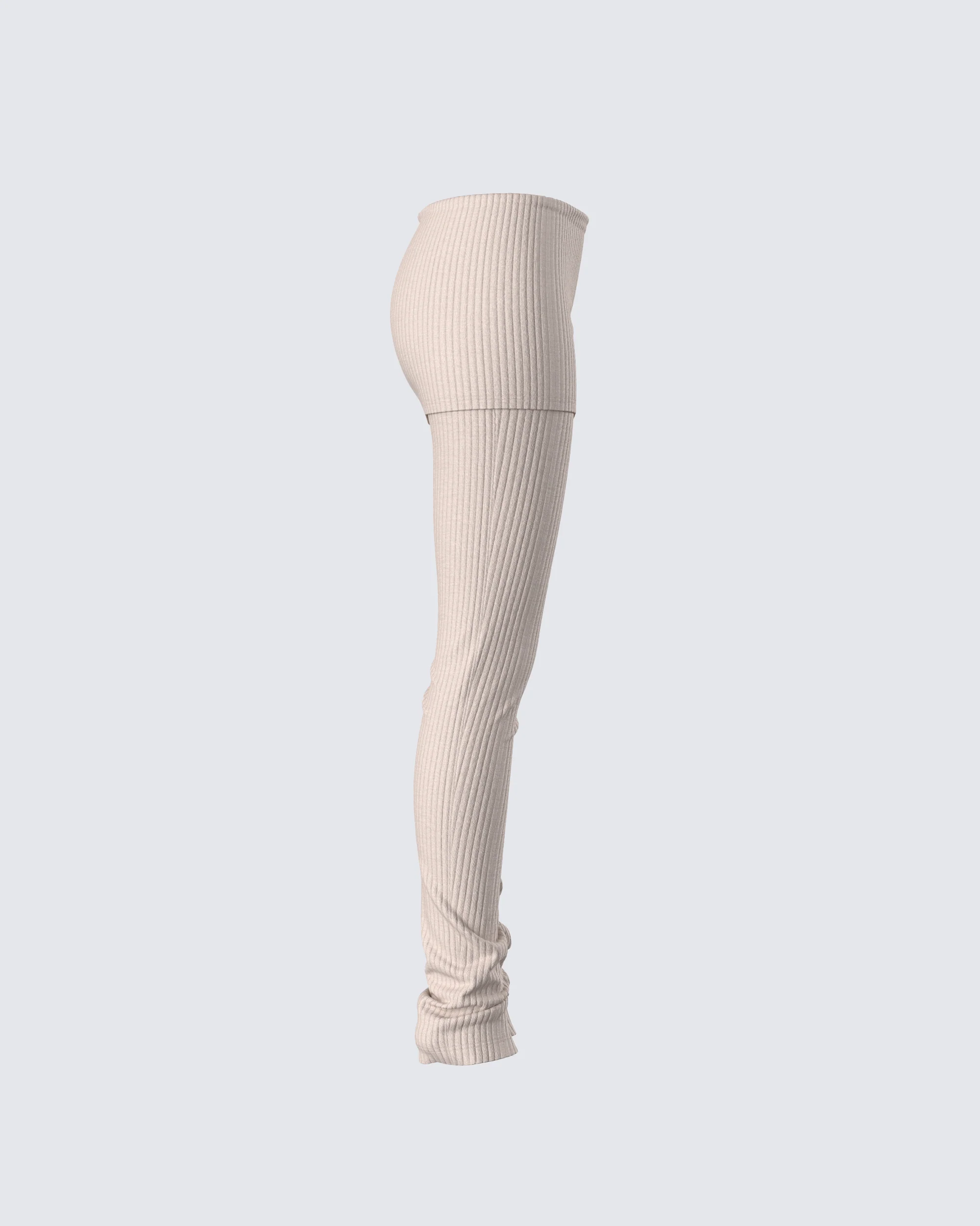 Myka Beige Rib Foldover Legging - Image 2