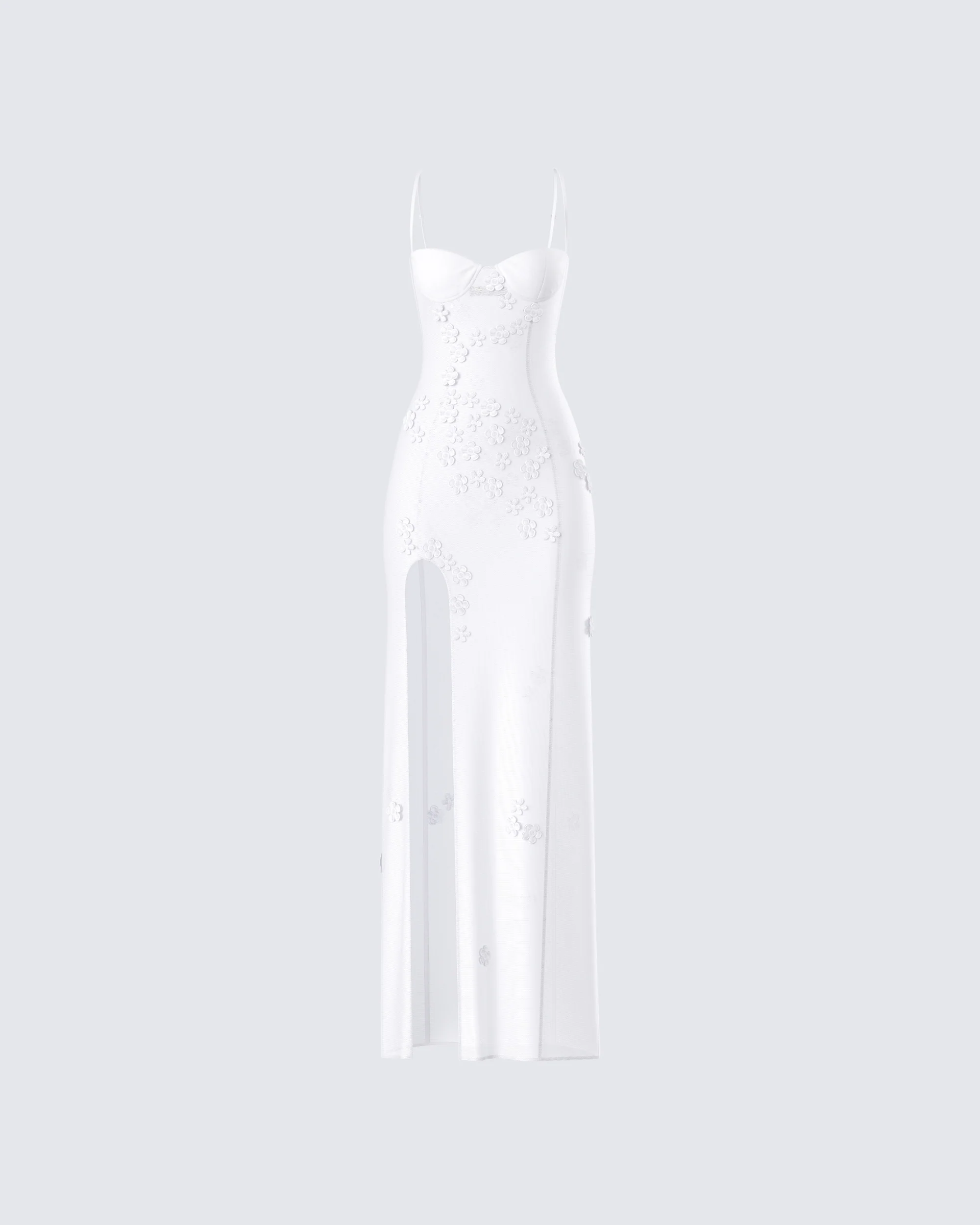 Myla White Floral Mesh Maxi Dress