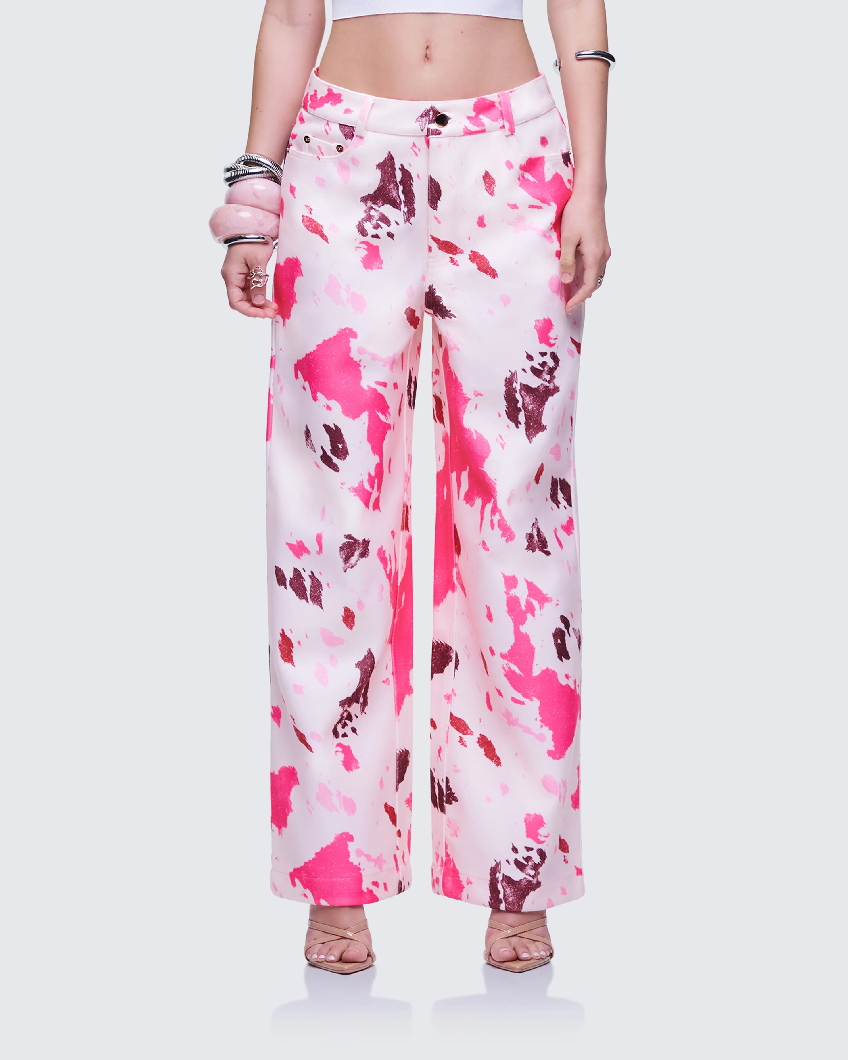 Nadezhda Multi Pink Denim Rivet Detail Pant - Image 4