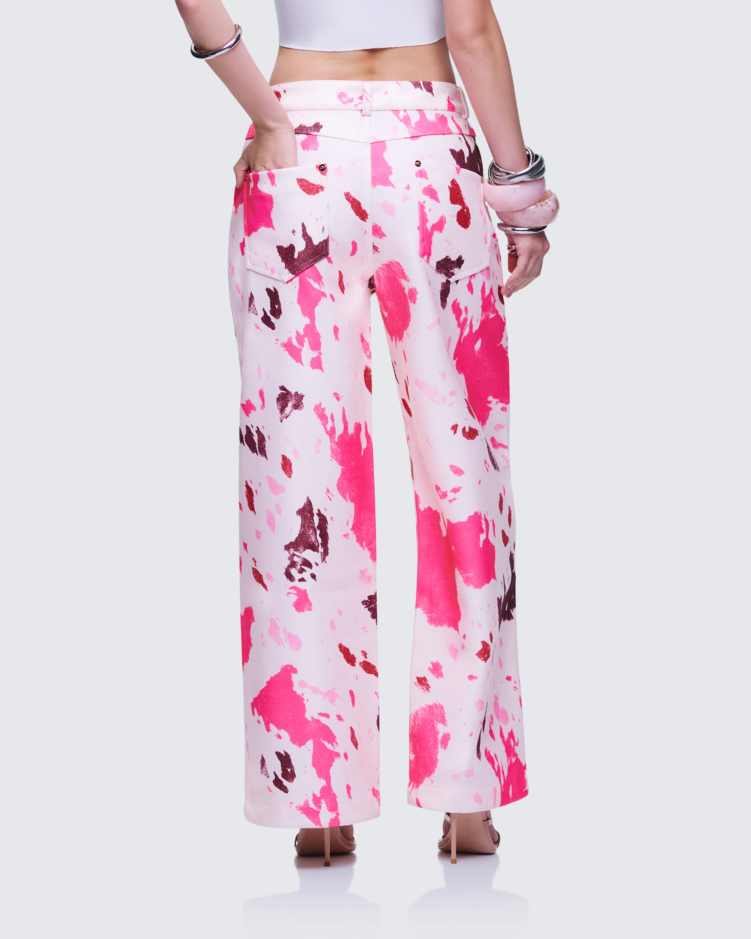 Nadezhda Multi Pink Denim Rivet Detail Pant - Image 6