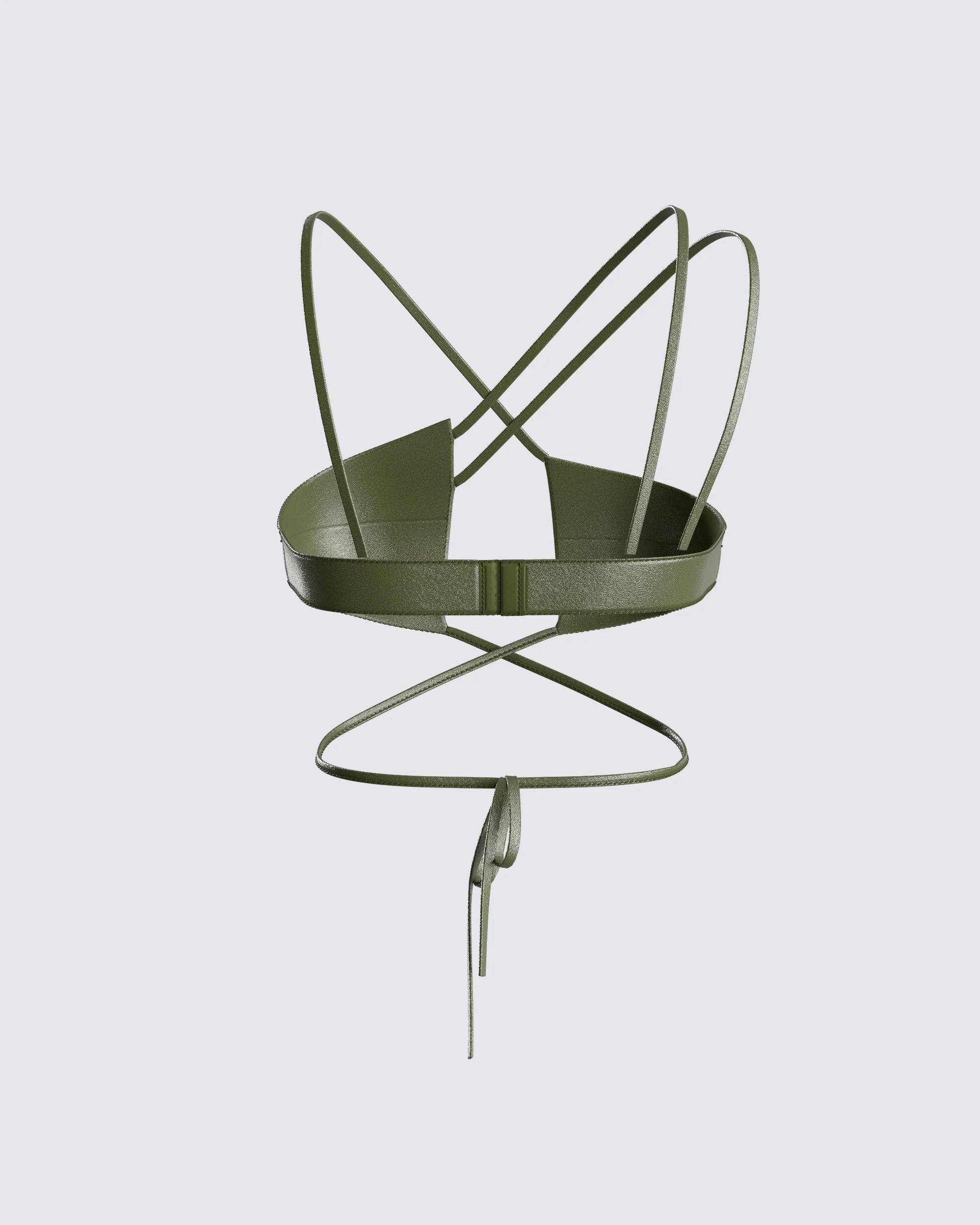 Nadir Olive Vegan Leather Tie Top - Image 3