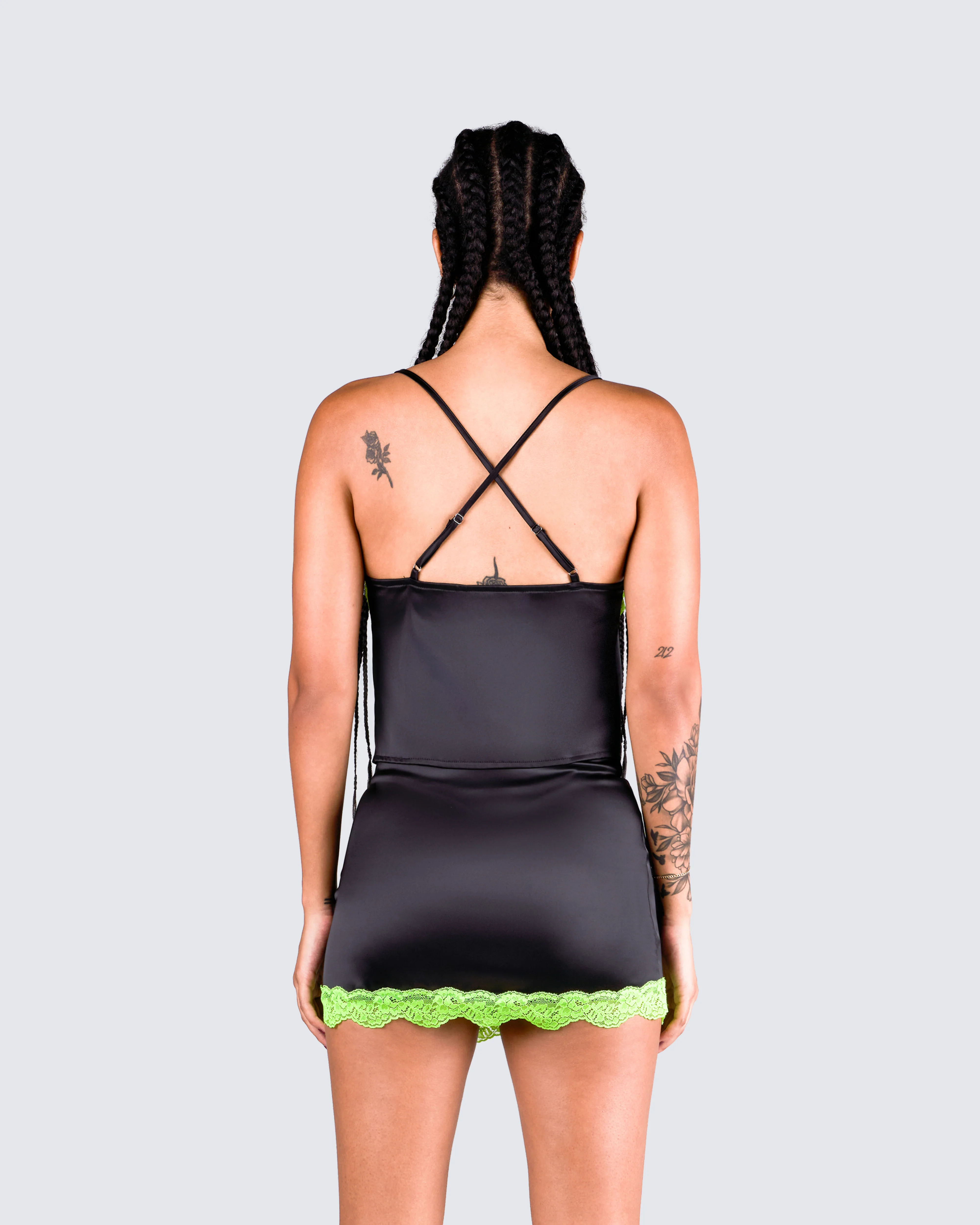 Nadya Black Satin Mini Skirt - Image 6