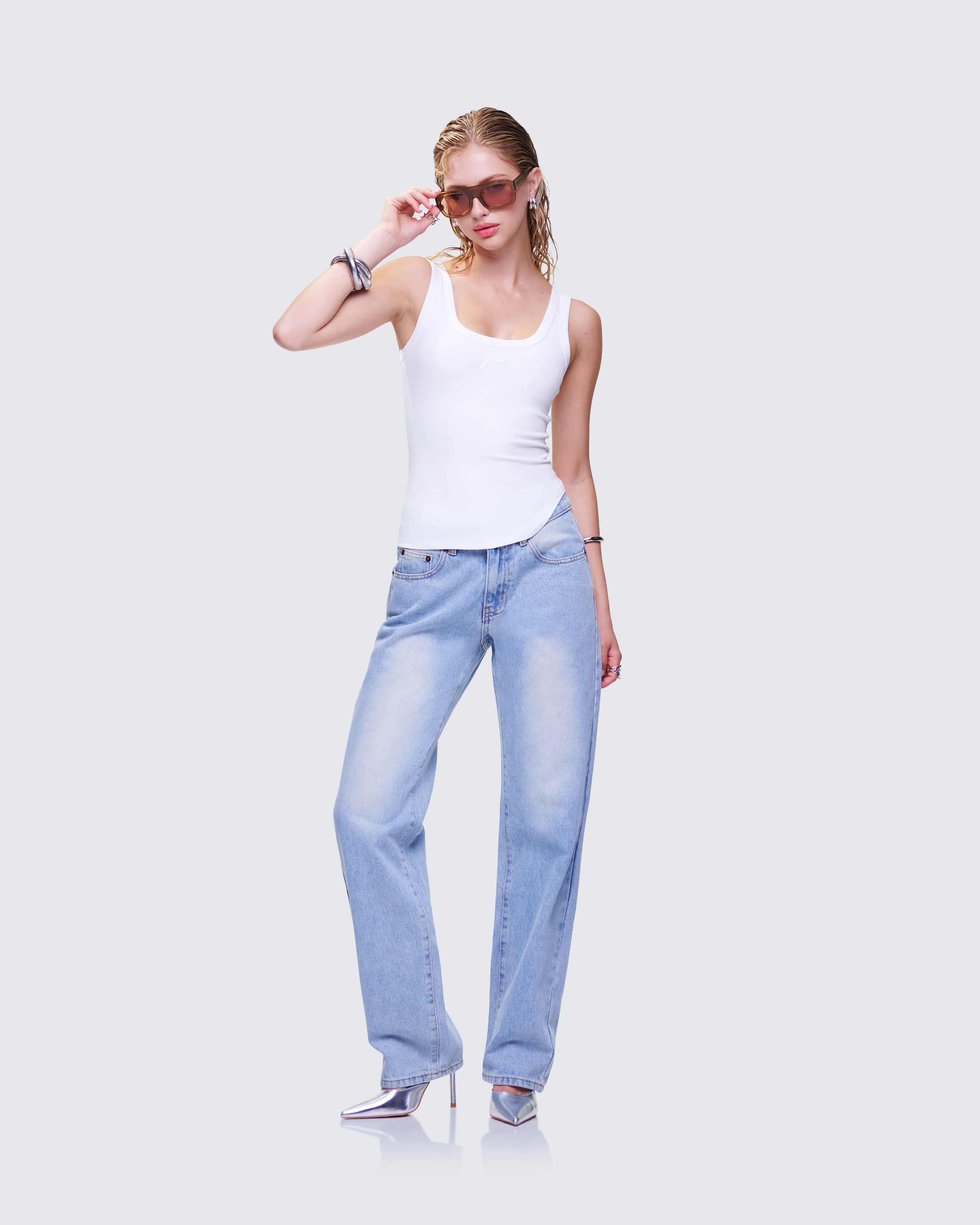 Naia White Tilted Hem Tank Top - Image 5