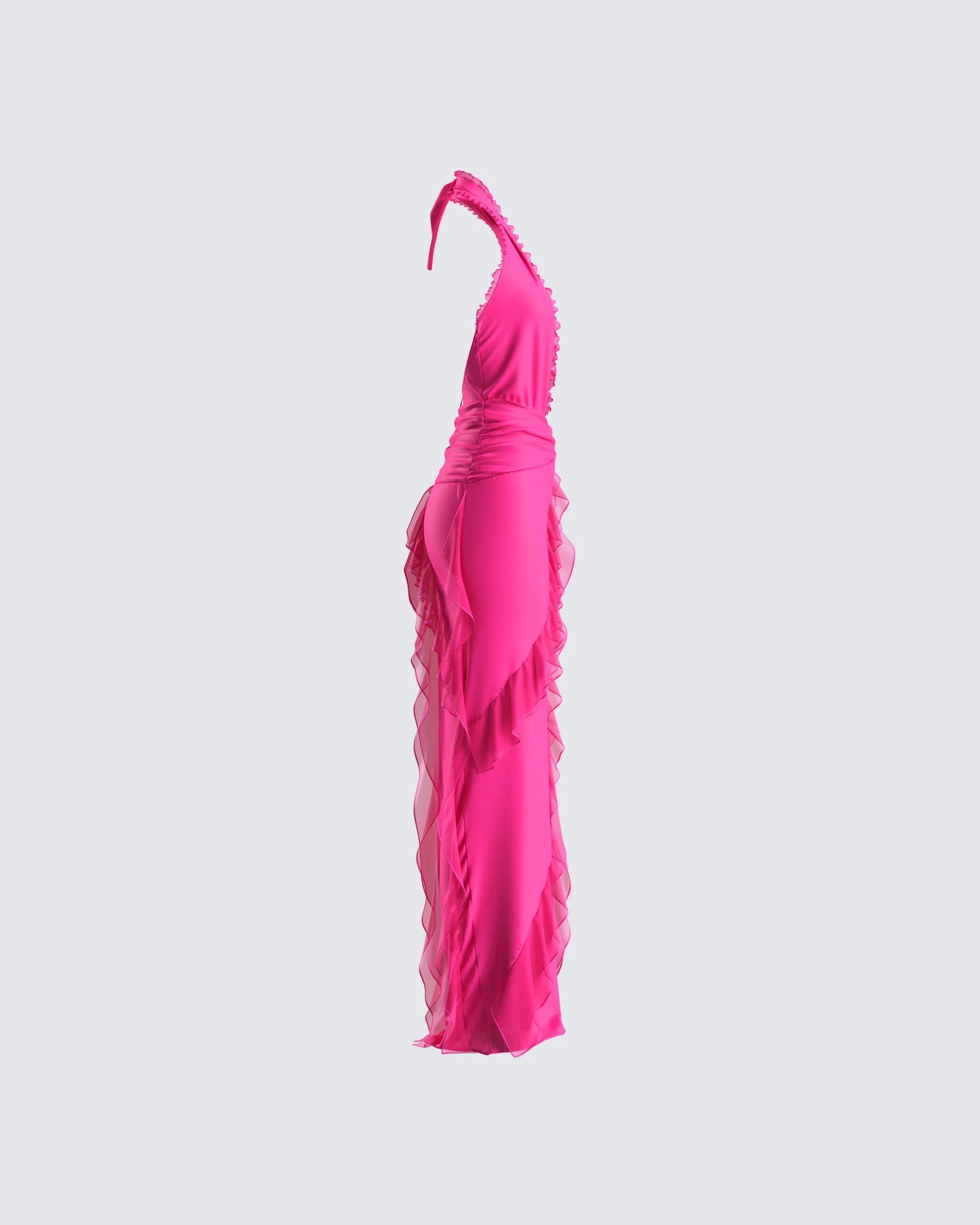 Nandi Hot Pink Ruffle Maxi Dress - Image 2