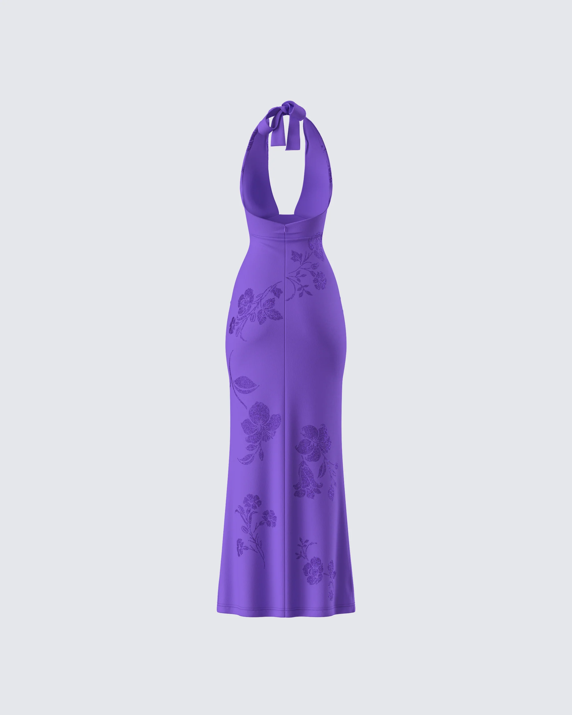 Nari Purple Rhinestone Plunge Maxi Dress - Image 3