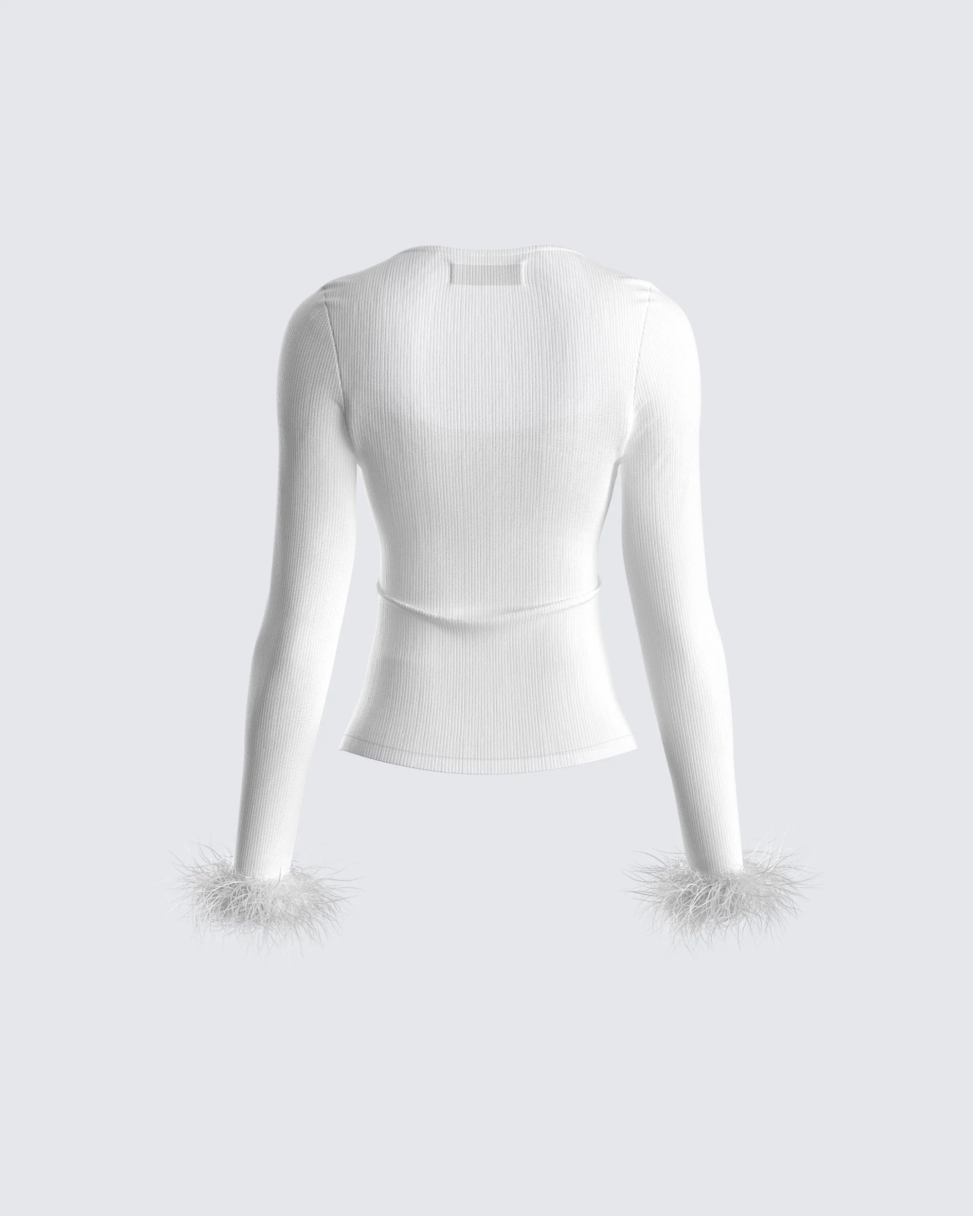 Natasha White Fur Trim Top - Image 3