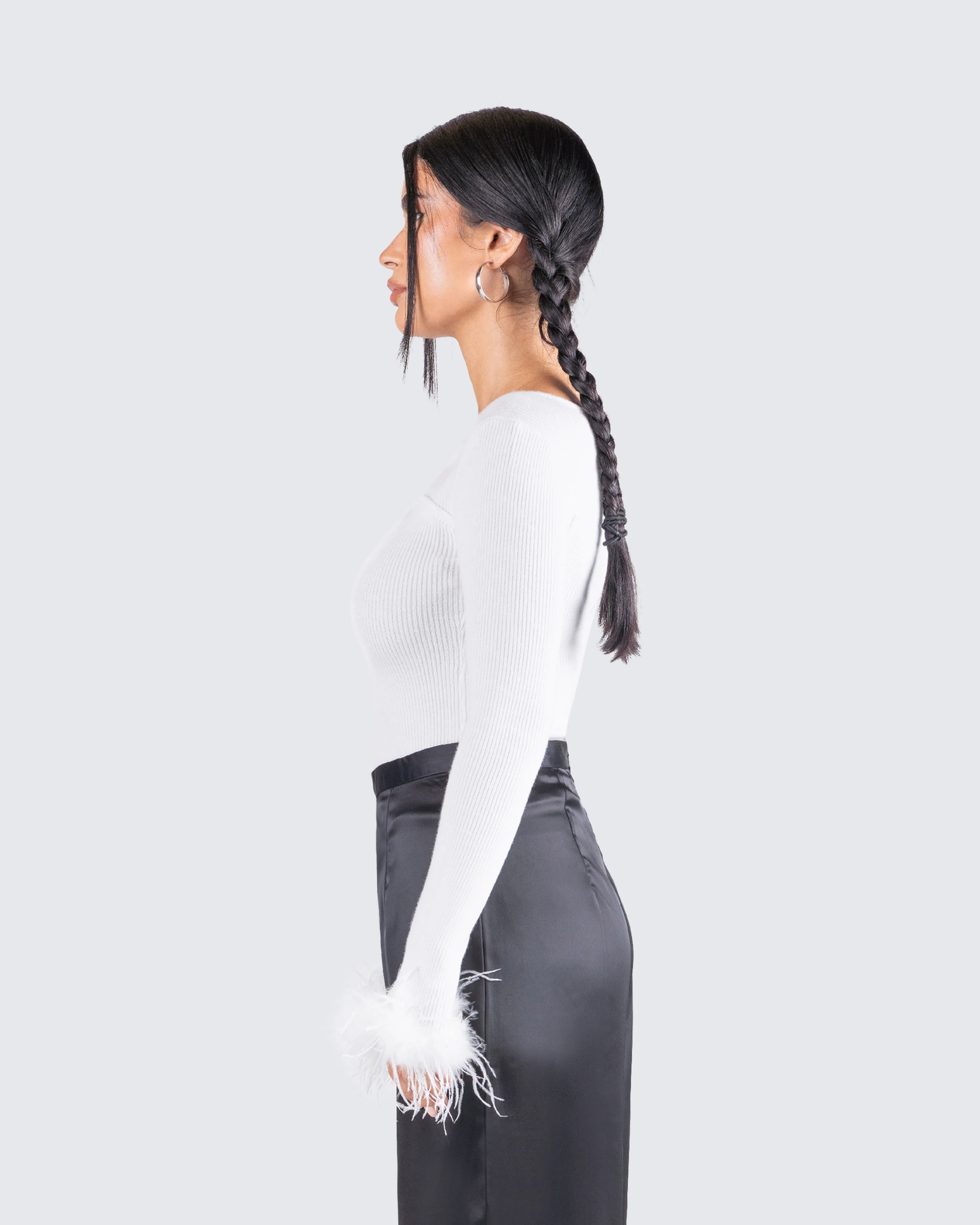 Natasha White Fur Trim Top - Image 6