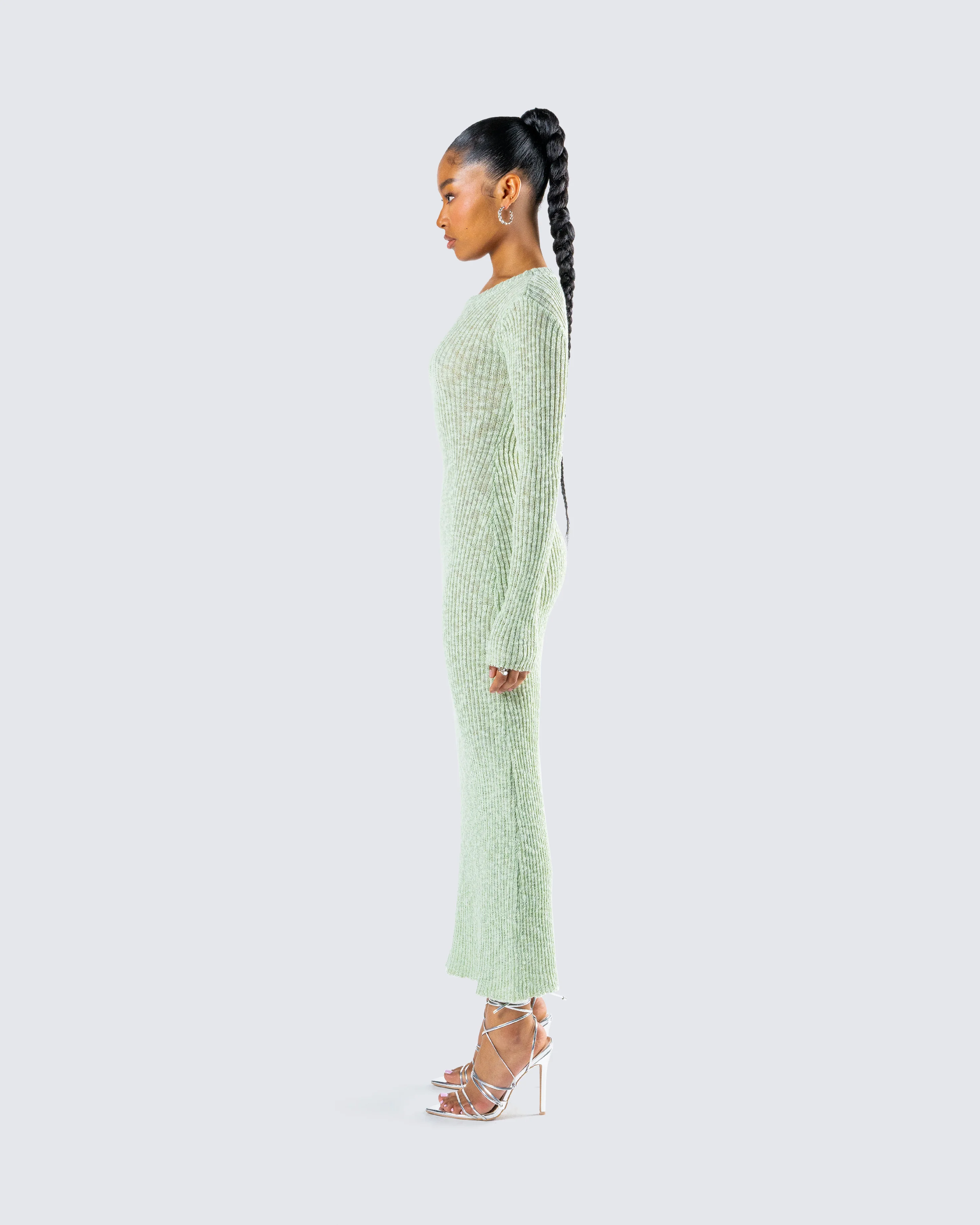 Nea Green Sweater Knit Midi Dress - Image 6