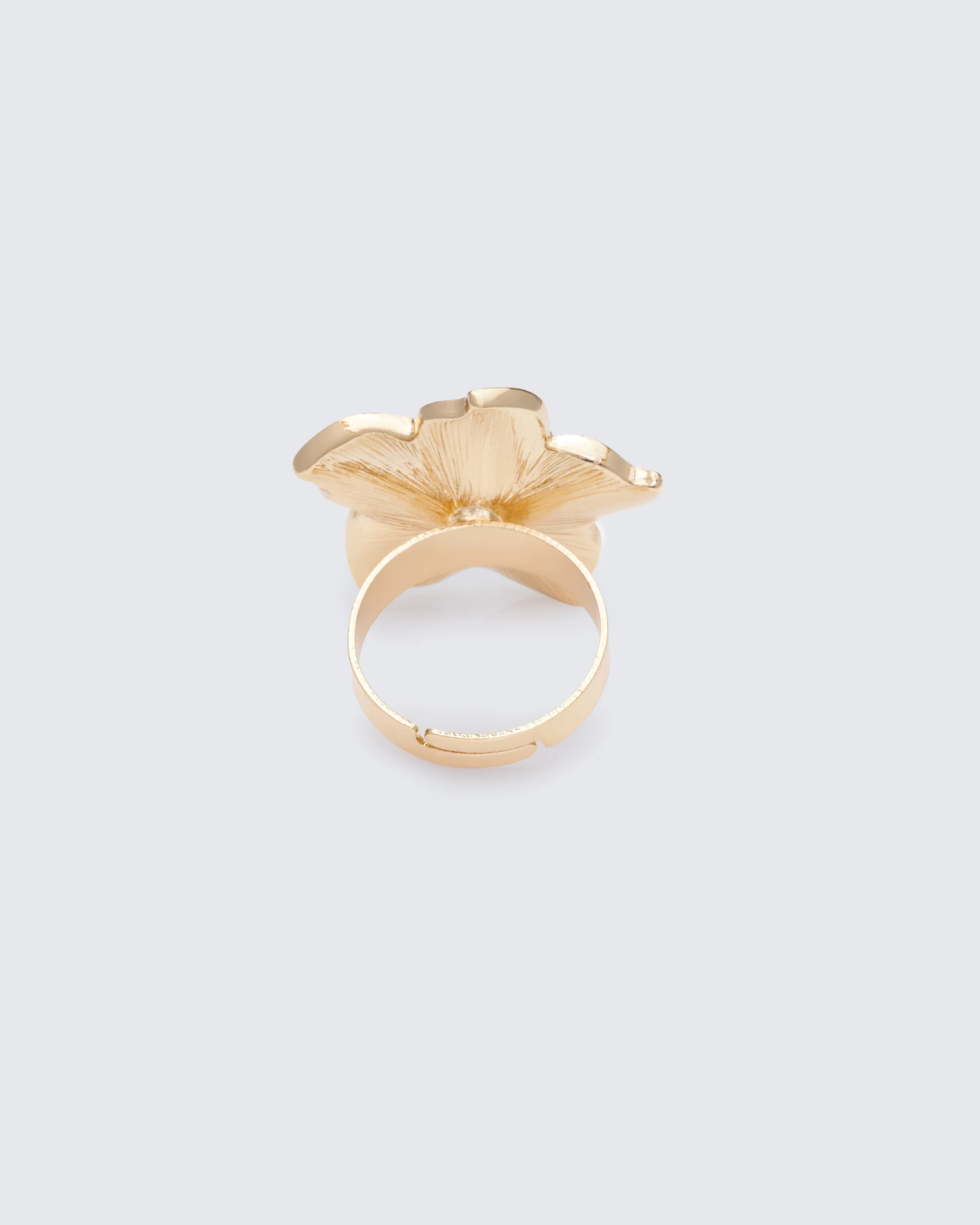 Nemyra White Sculpted Flower Adjustable Ring - Image 2