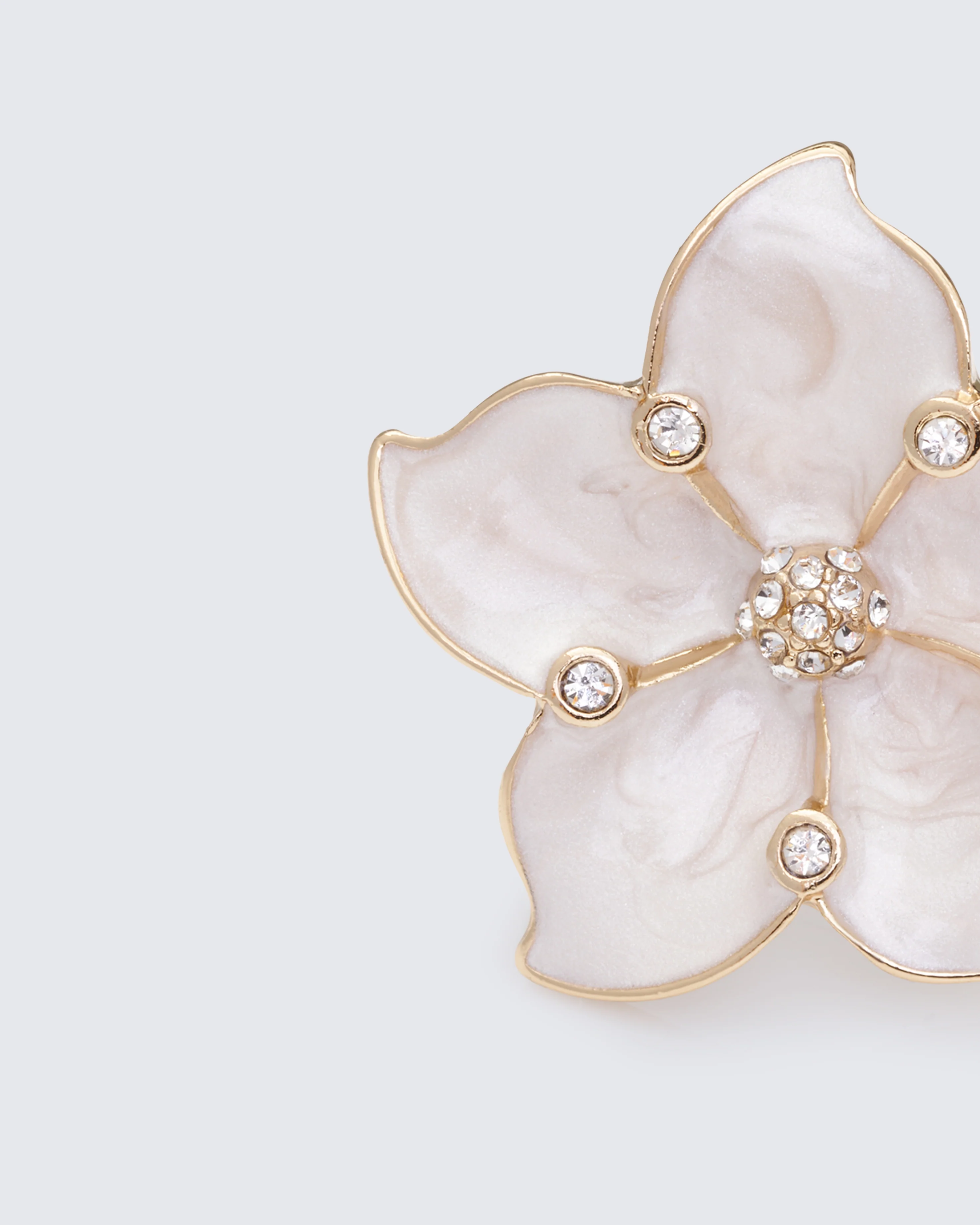 Nemyra White Sculpted Flower Adjustable Ring - Image 3