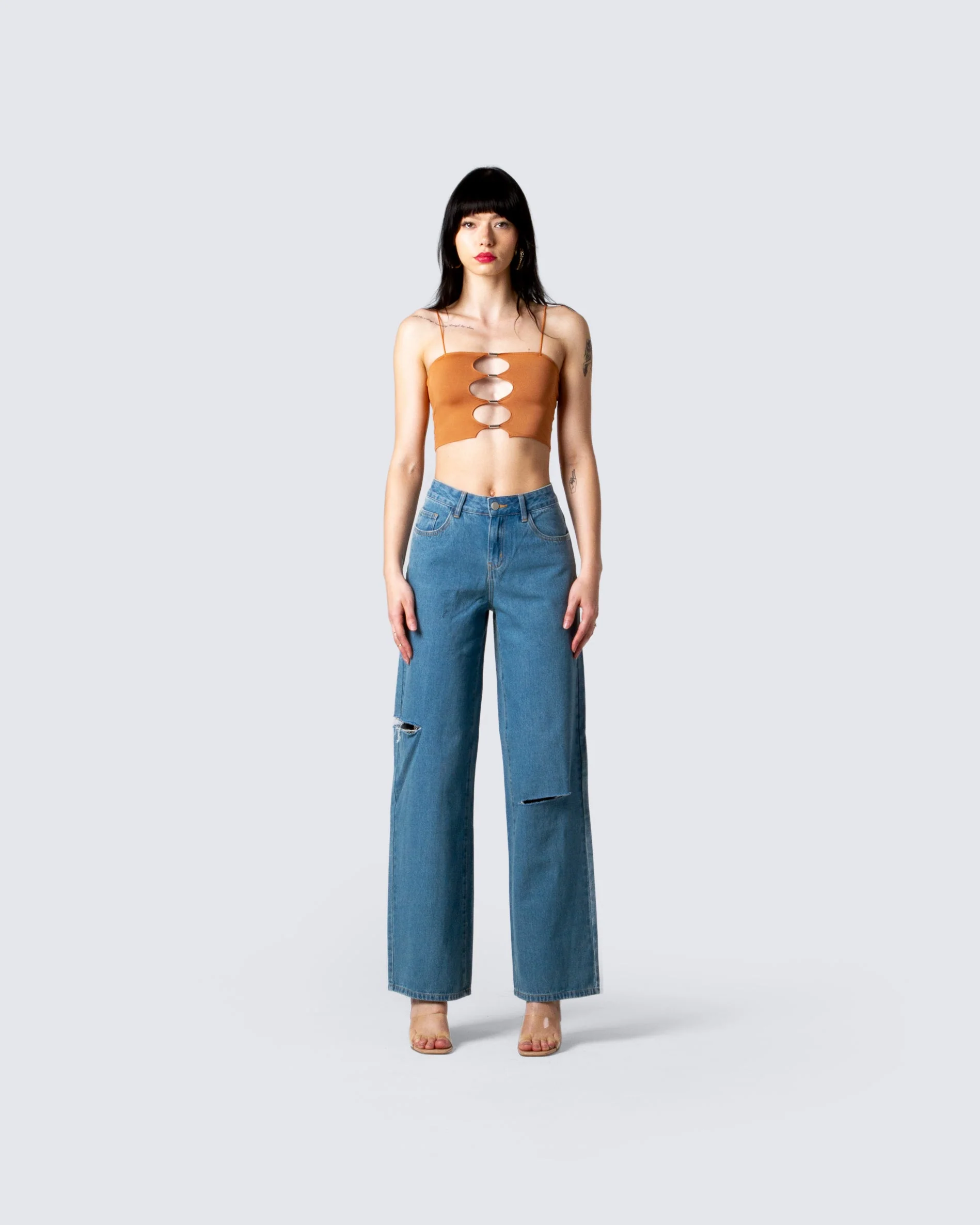 Nena Wide Leg Blue Jeans - Image 4