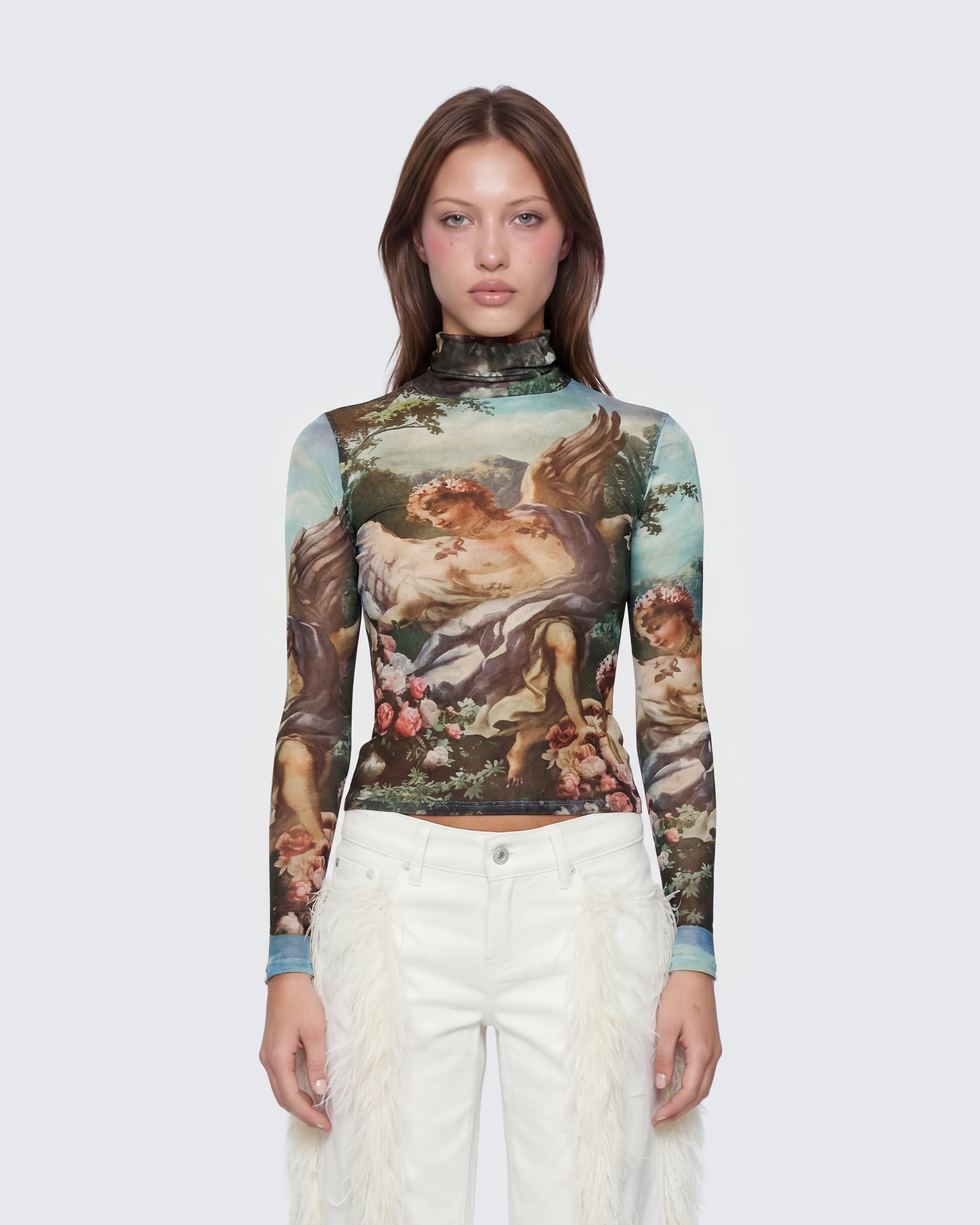 Neo Print Mesh Tatt Cherub Top - Image 2