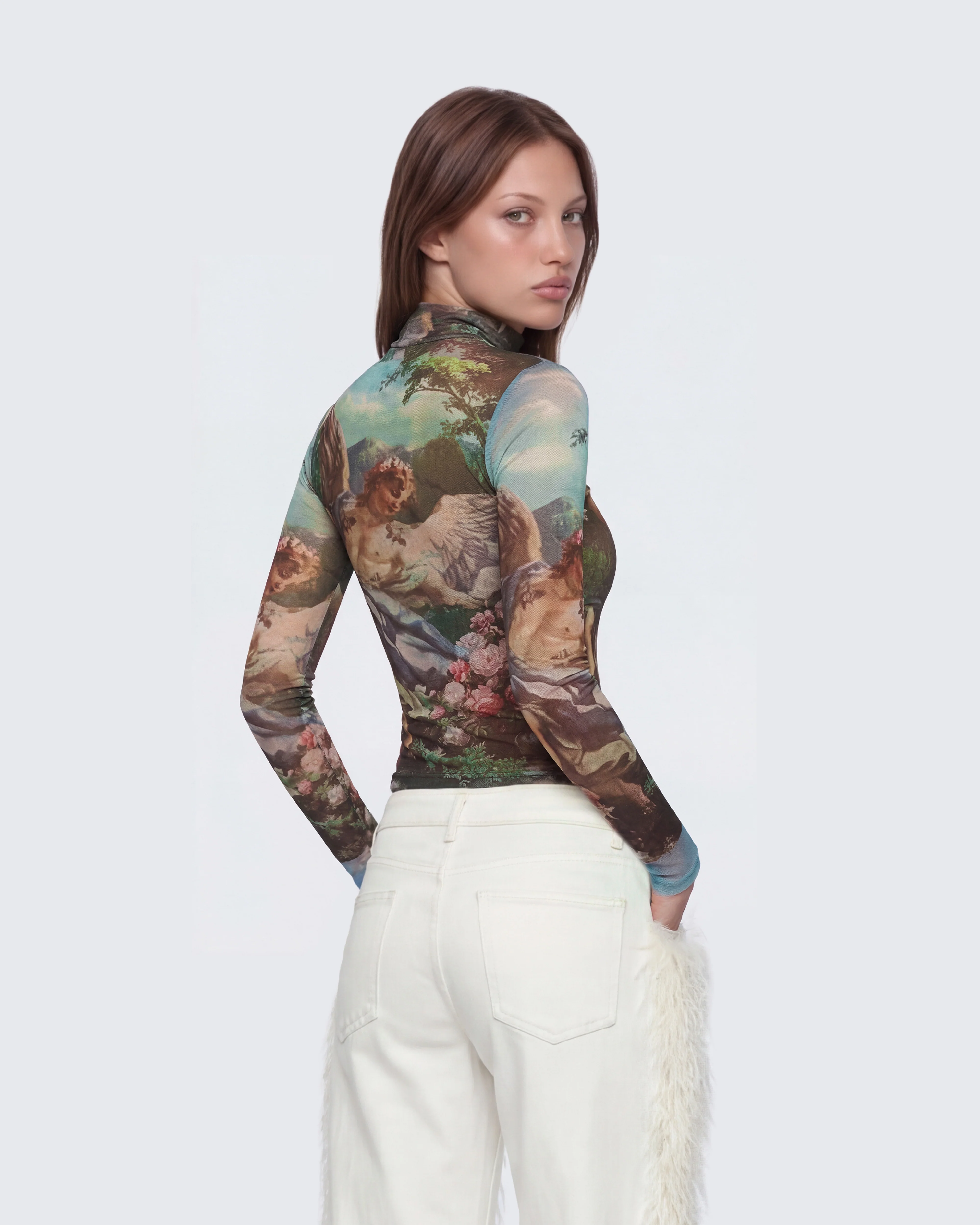 Neo Print Mesh Tatt Cherub Top - Image 4